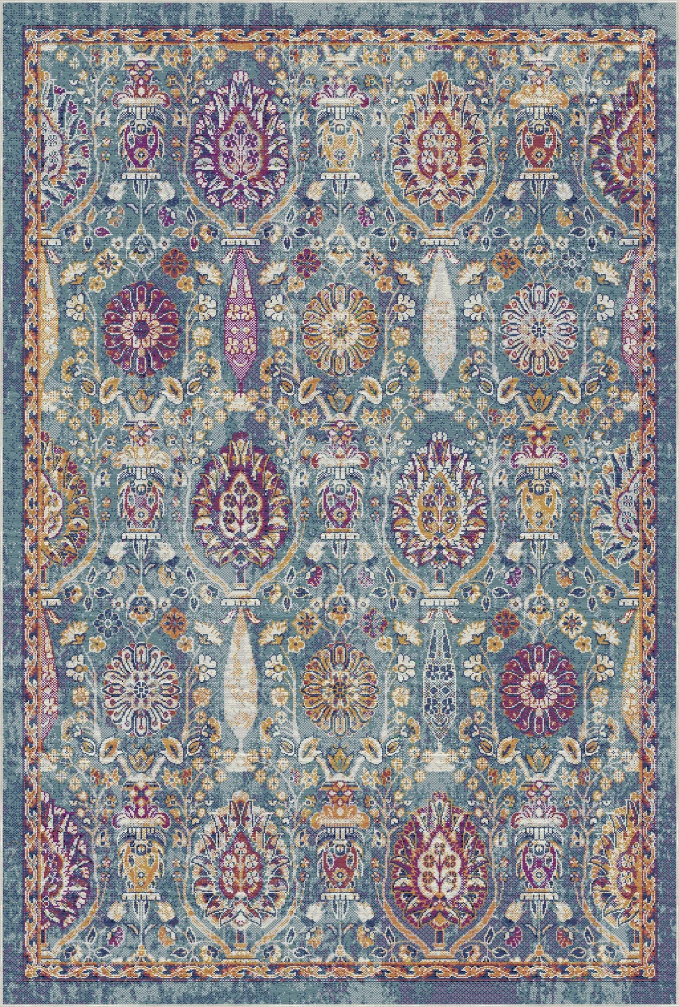 Oceanic Garden Erased Botanical Rug