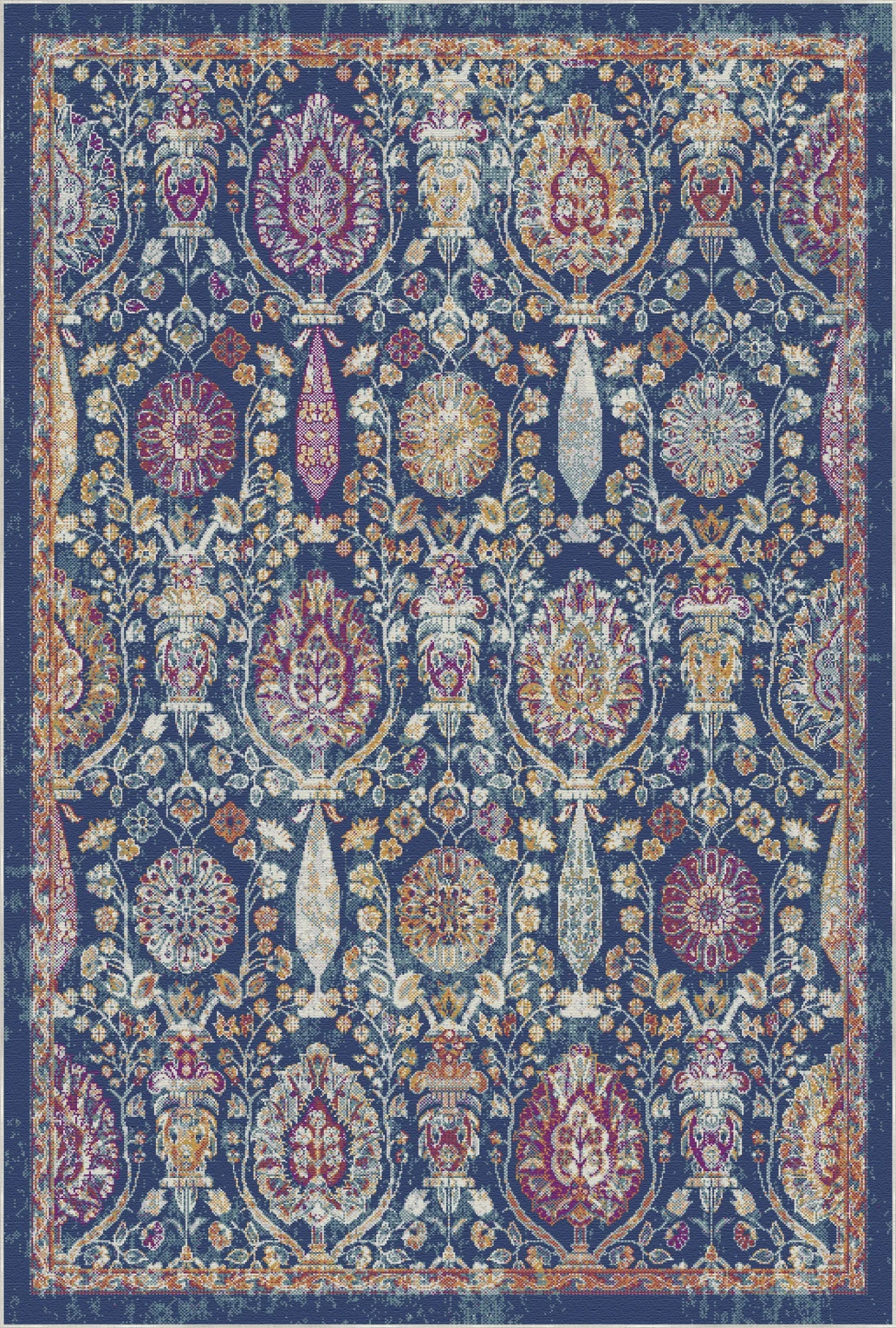 Midnight Garden Erased Botanical Rug