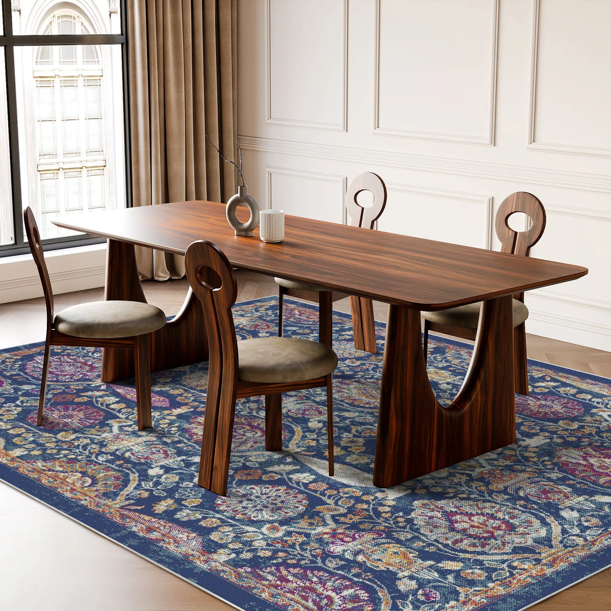 Midnight Garden Erased Botanical Rug