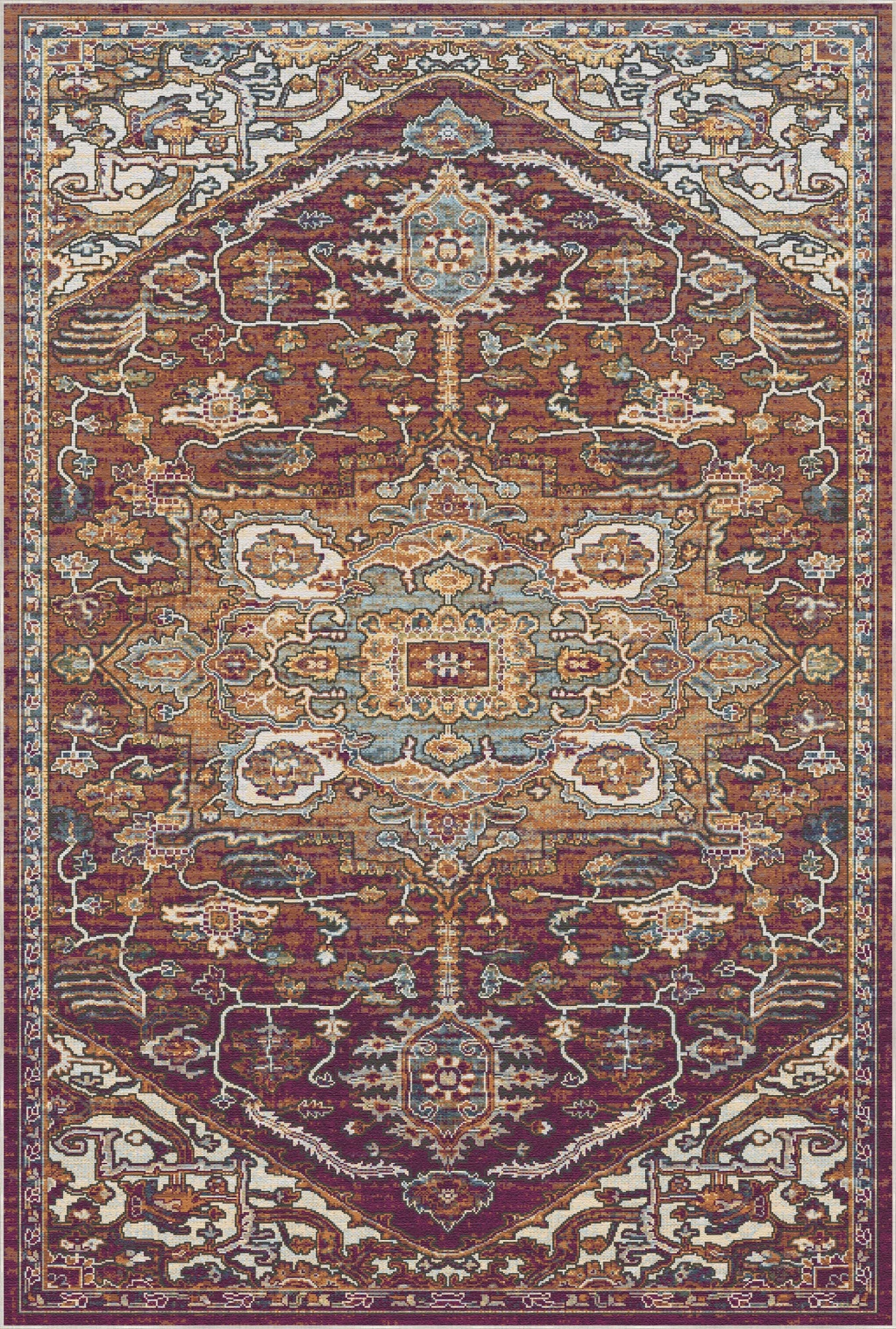 Terracotta Garden Erased Botanical Rug