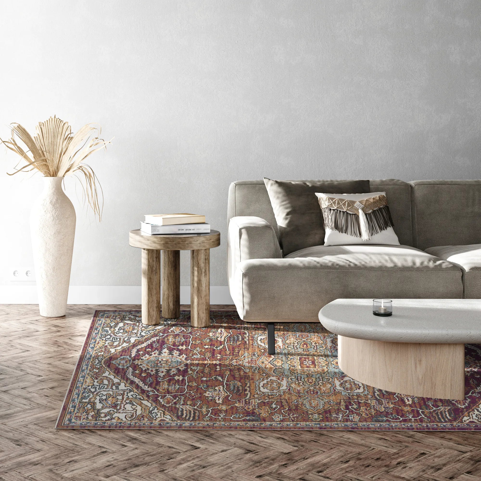 Terracotta Garden Erased Botanical Rug