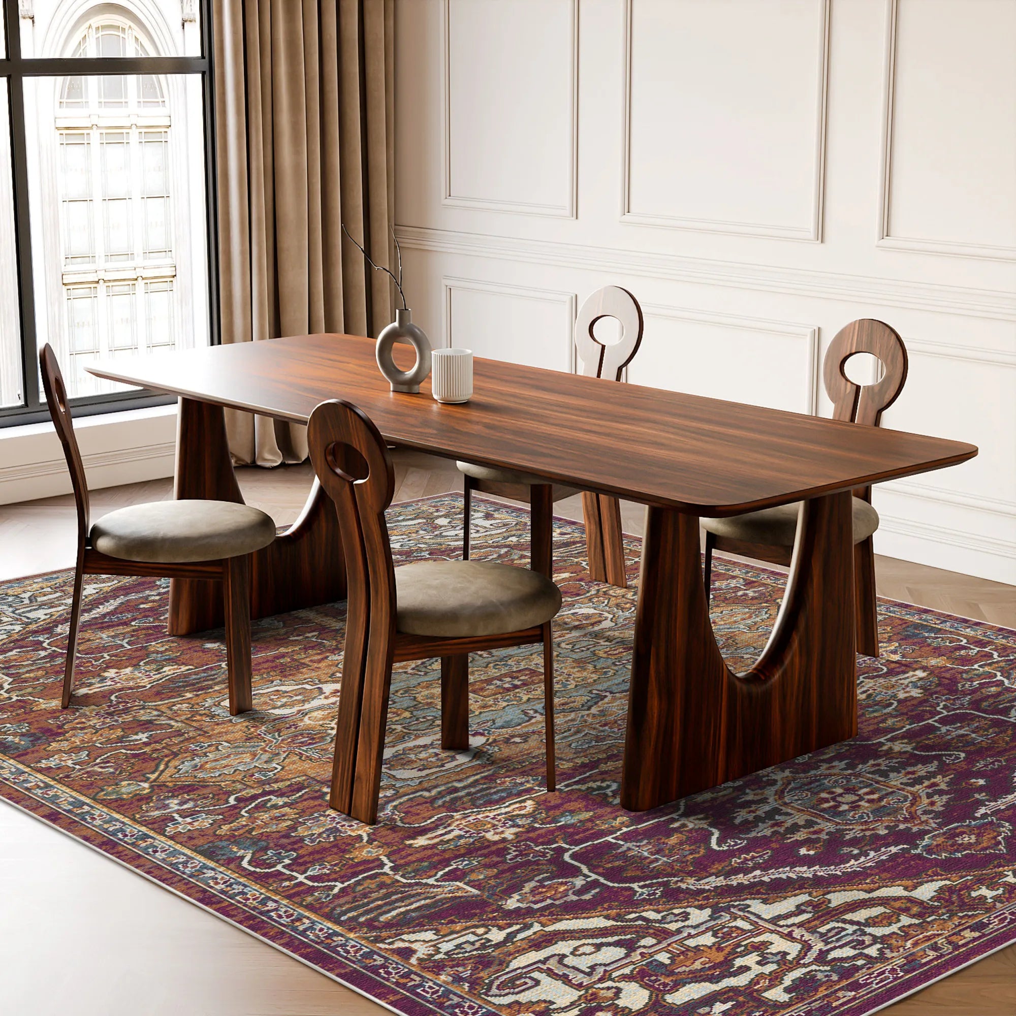 Terracotta Garden Erased Botanical Rug