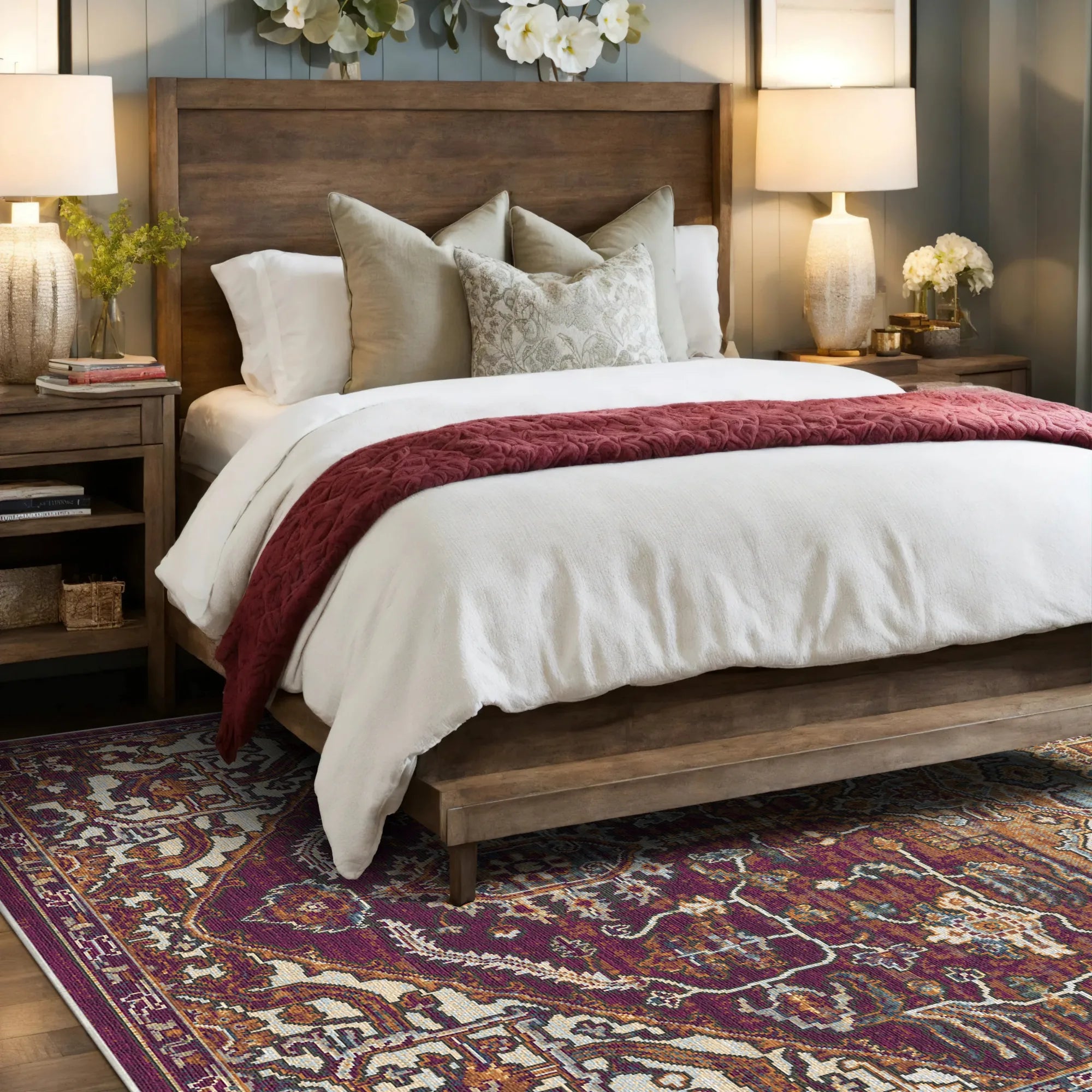 Terracotta Garden Erased Botanical Rug