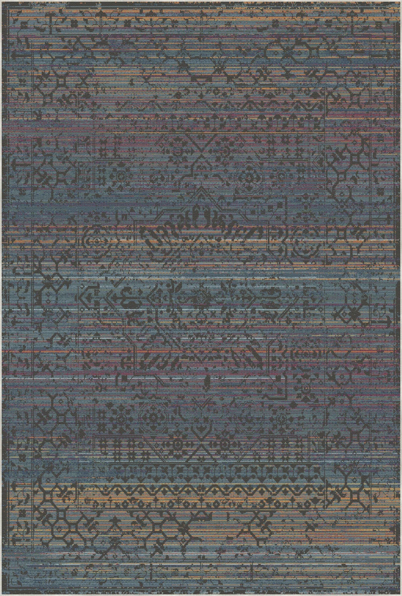 Midnight Horizon Erased Tribal Rug