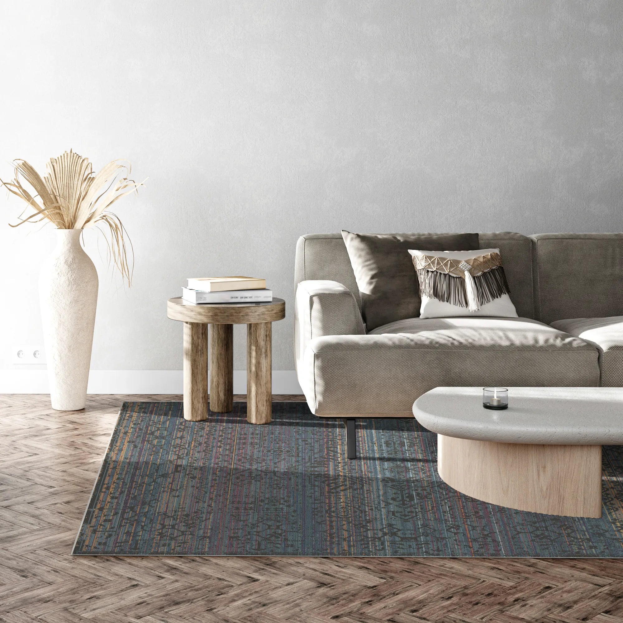 Midnight Horizon Erased Tribal Rug