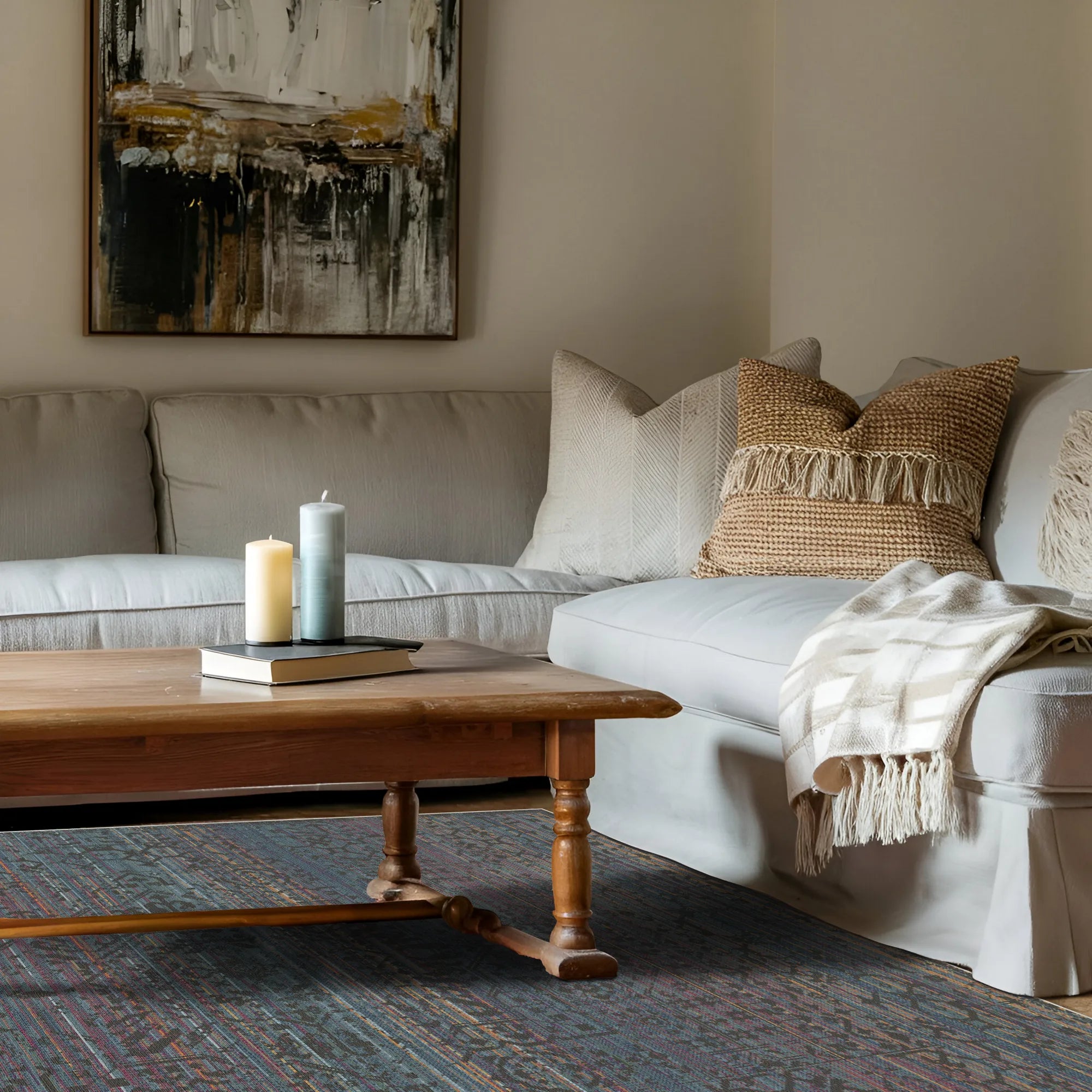 Midnight Horizon Erased Tribal Rug