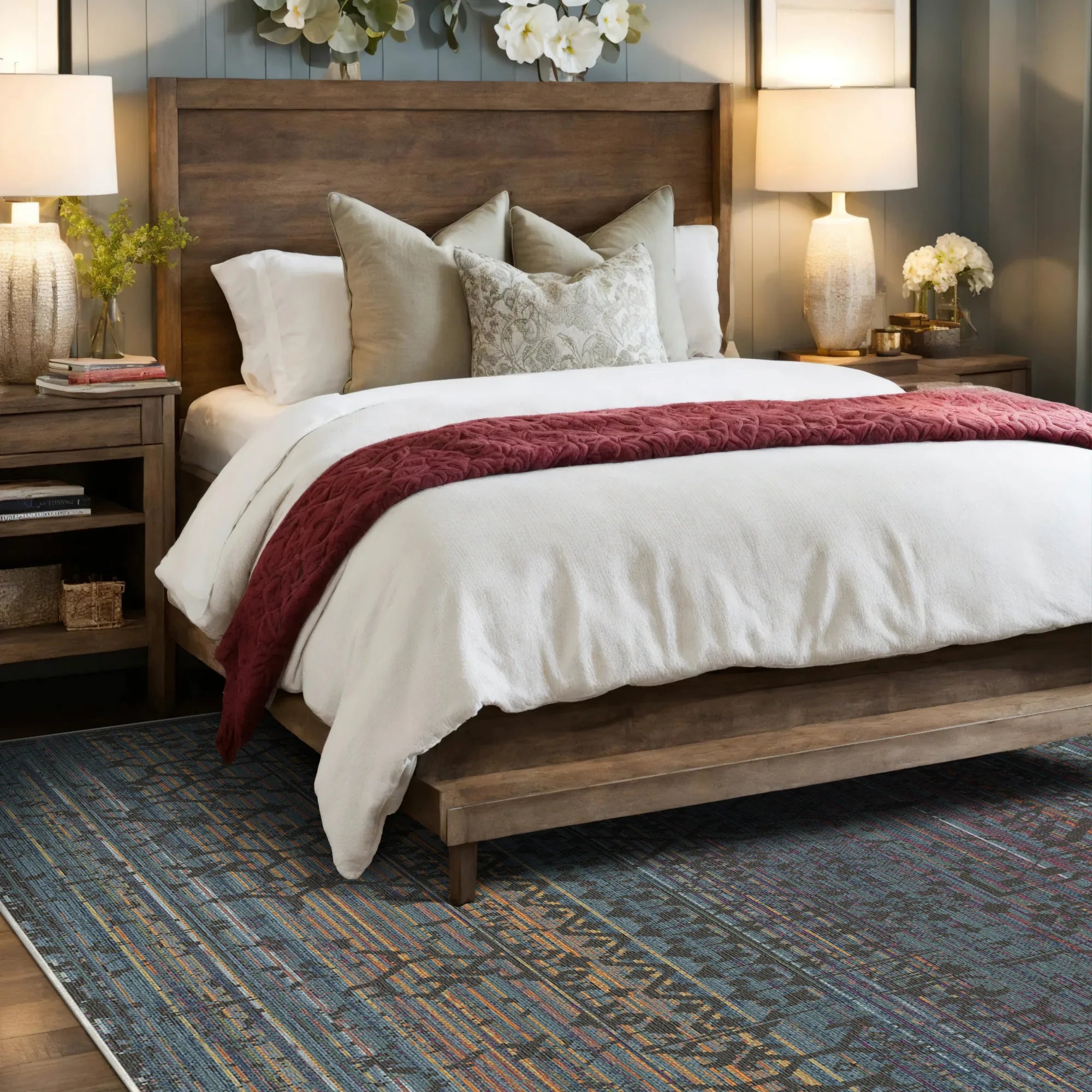 Midnight Horizon Erased Tribal Rug