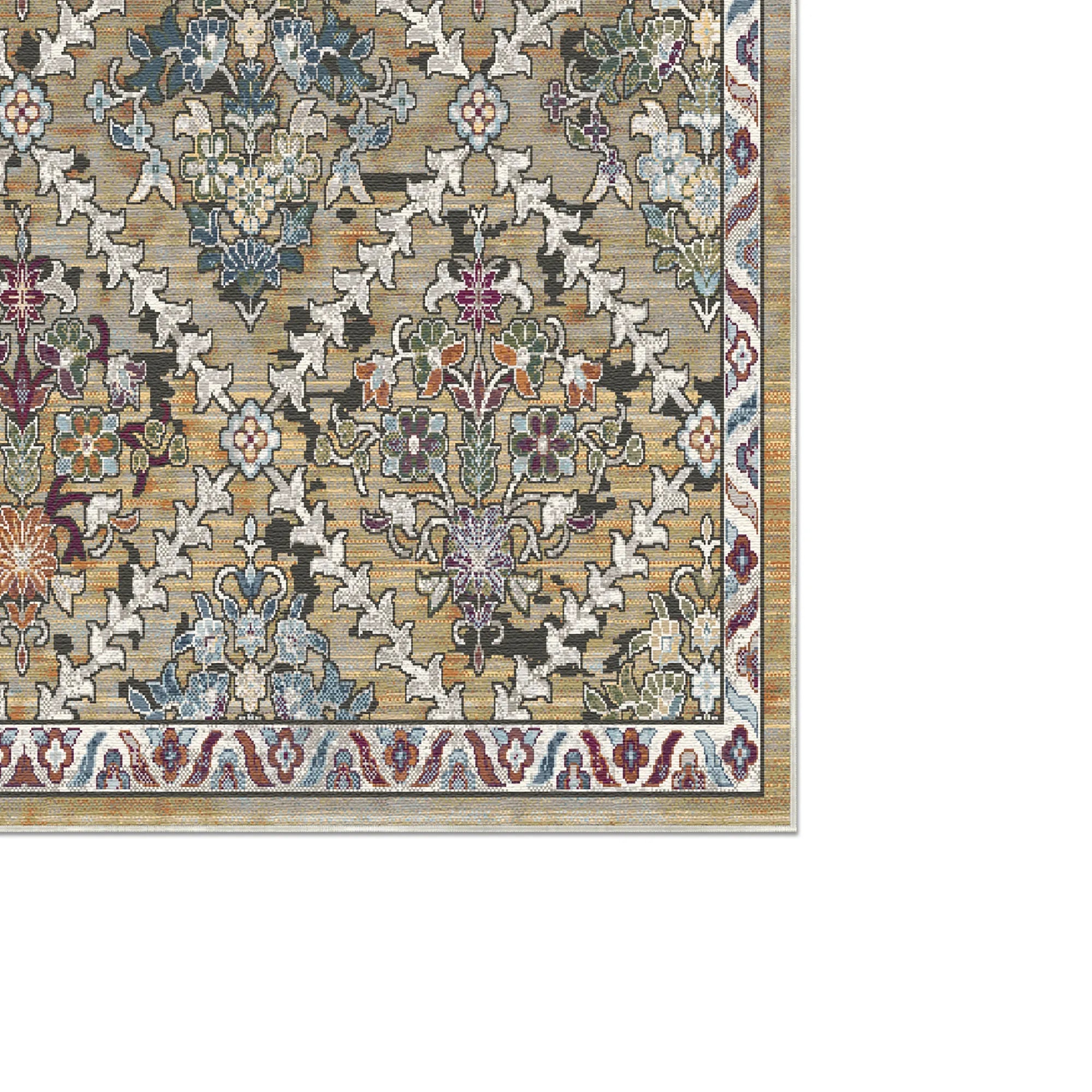 Azure Lattice Erased Botanical Rug