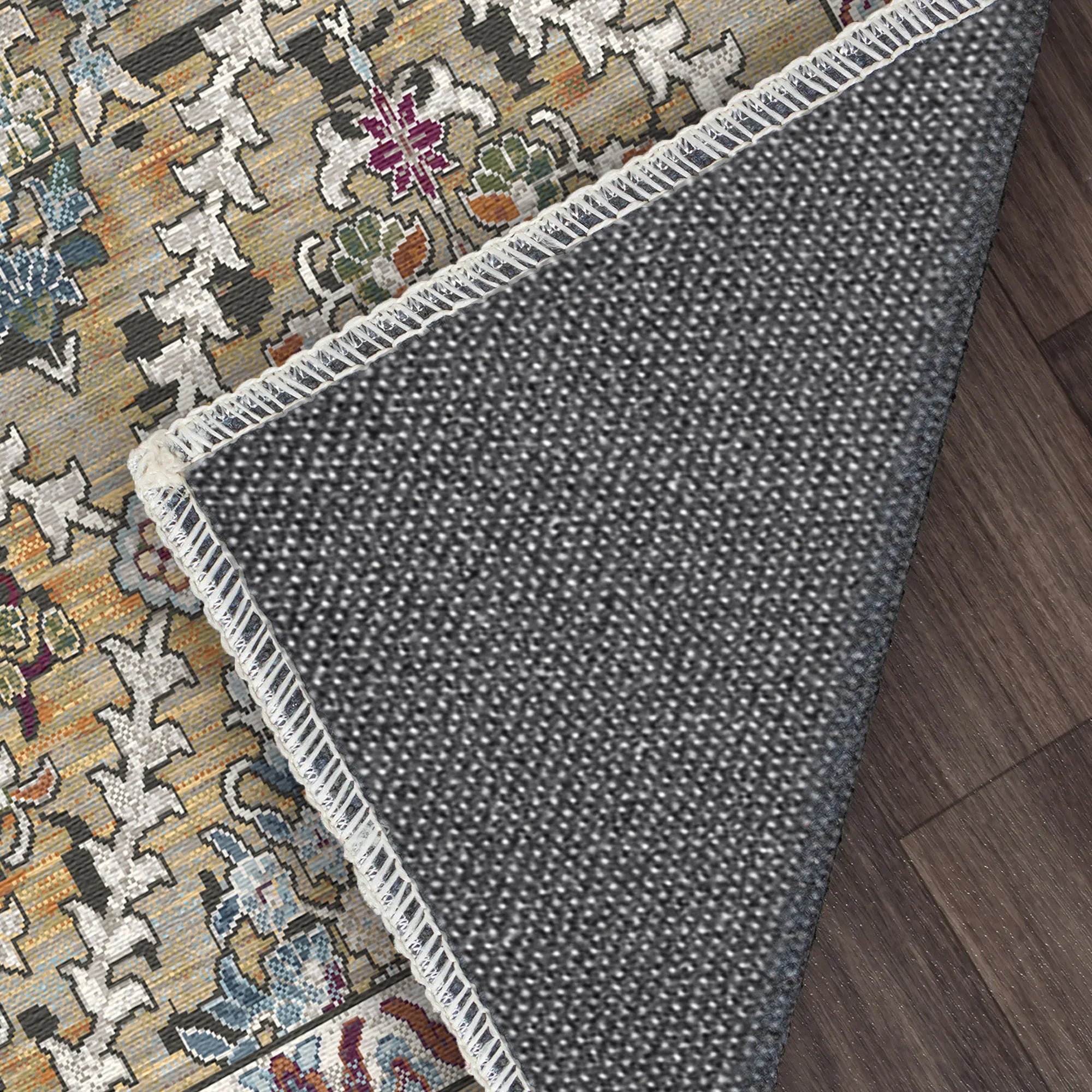 Azure Lattice Erased Botanical Rug