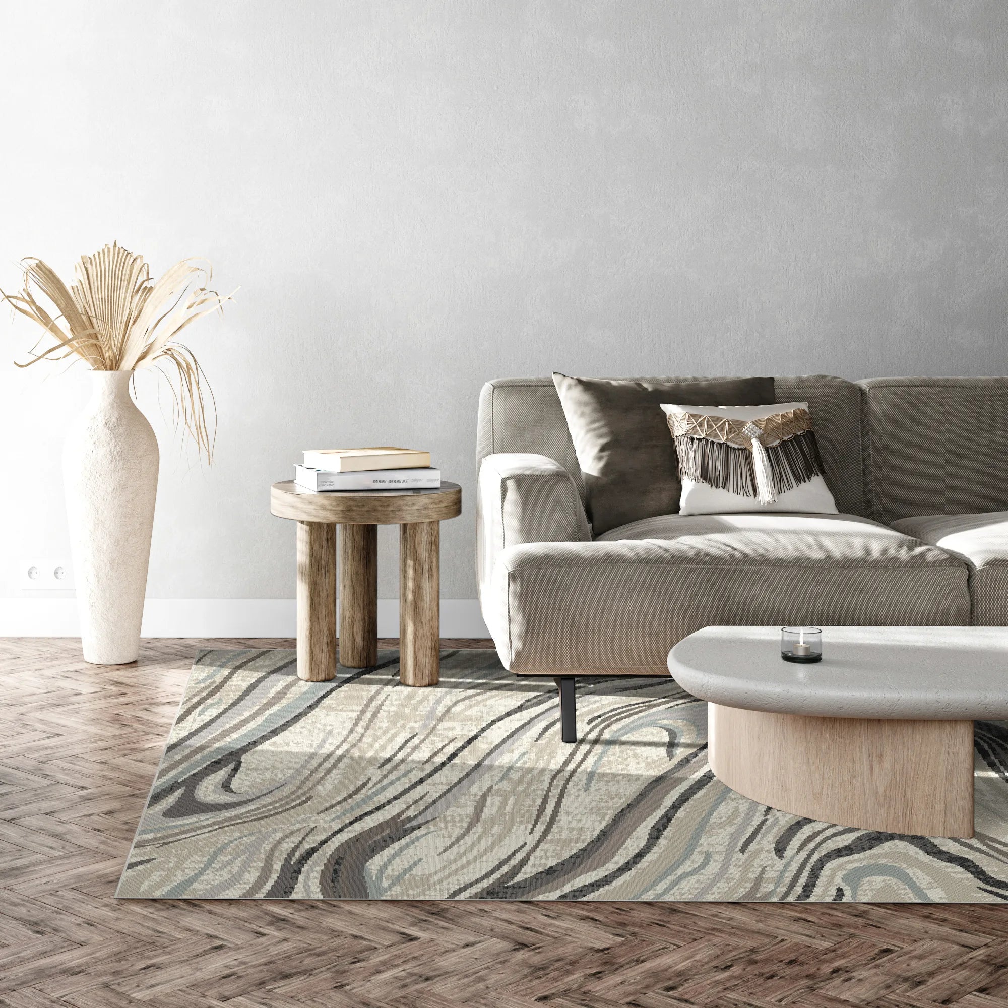 Milano Marble Abstract Washable Rug