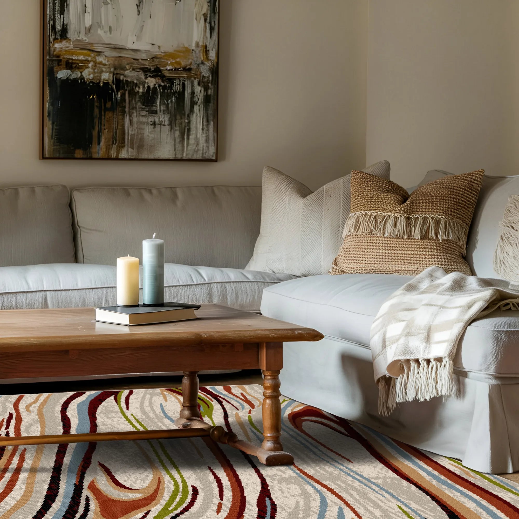 Florence Art Abstract Washable Rug