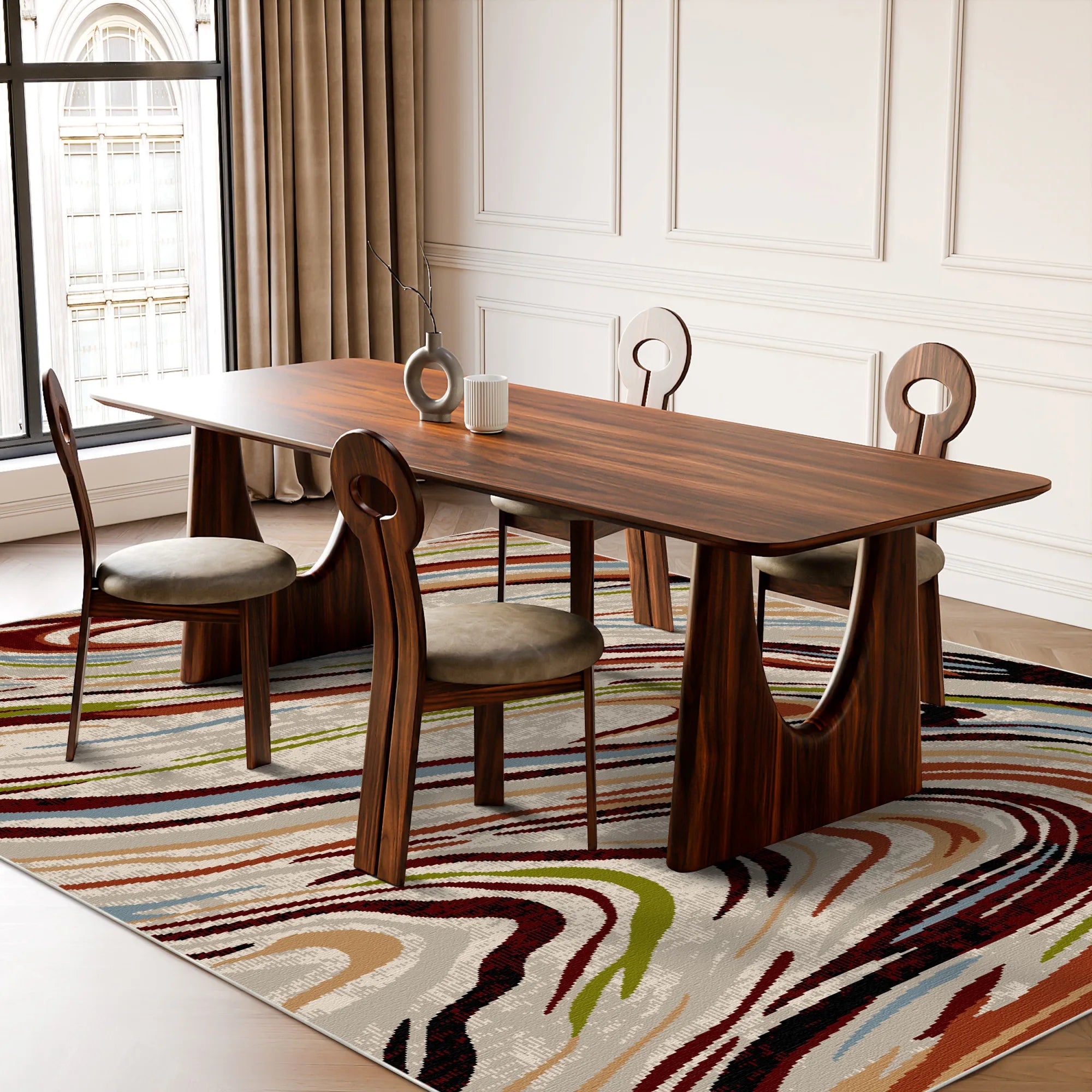 Florence Art Abstract Washable Rug