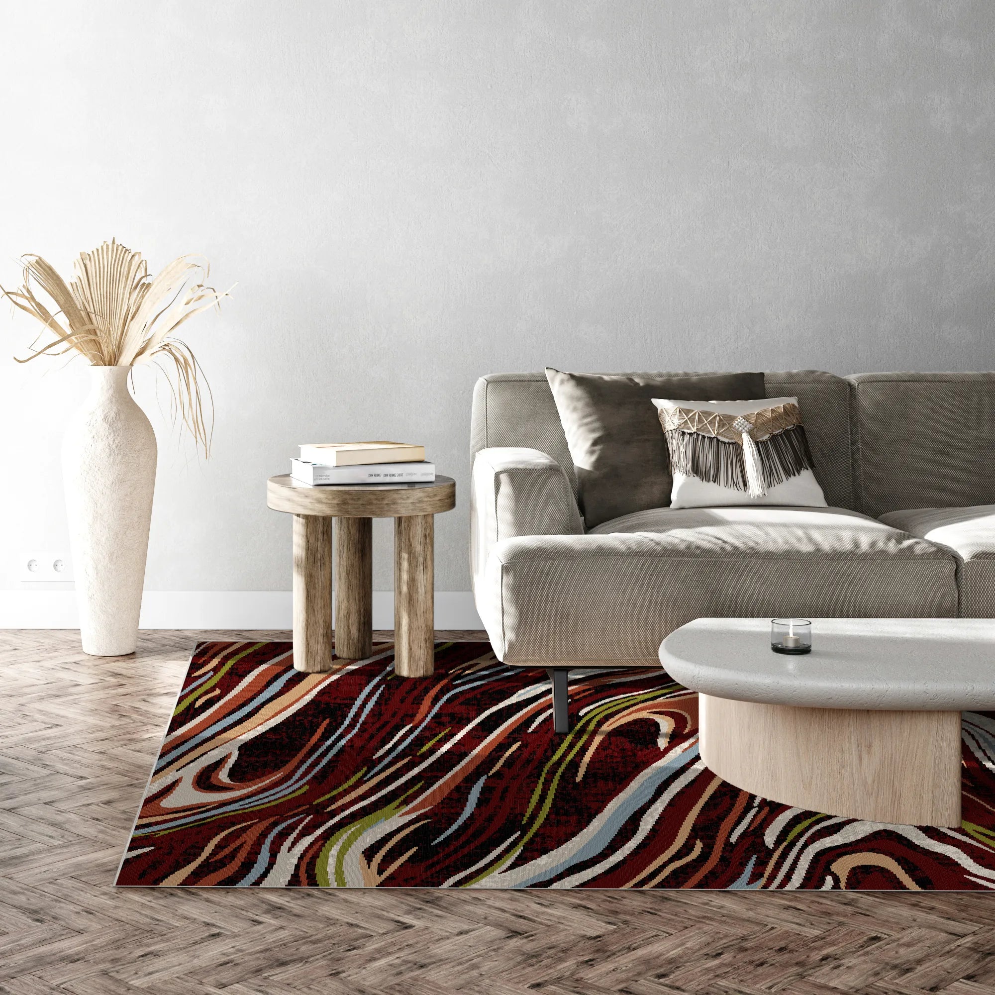 Verona Garnet Abstract Washable Rug