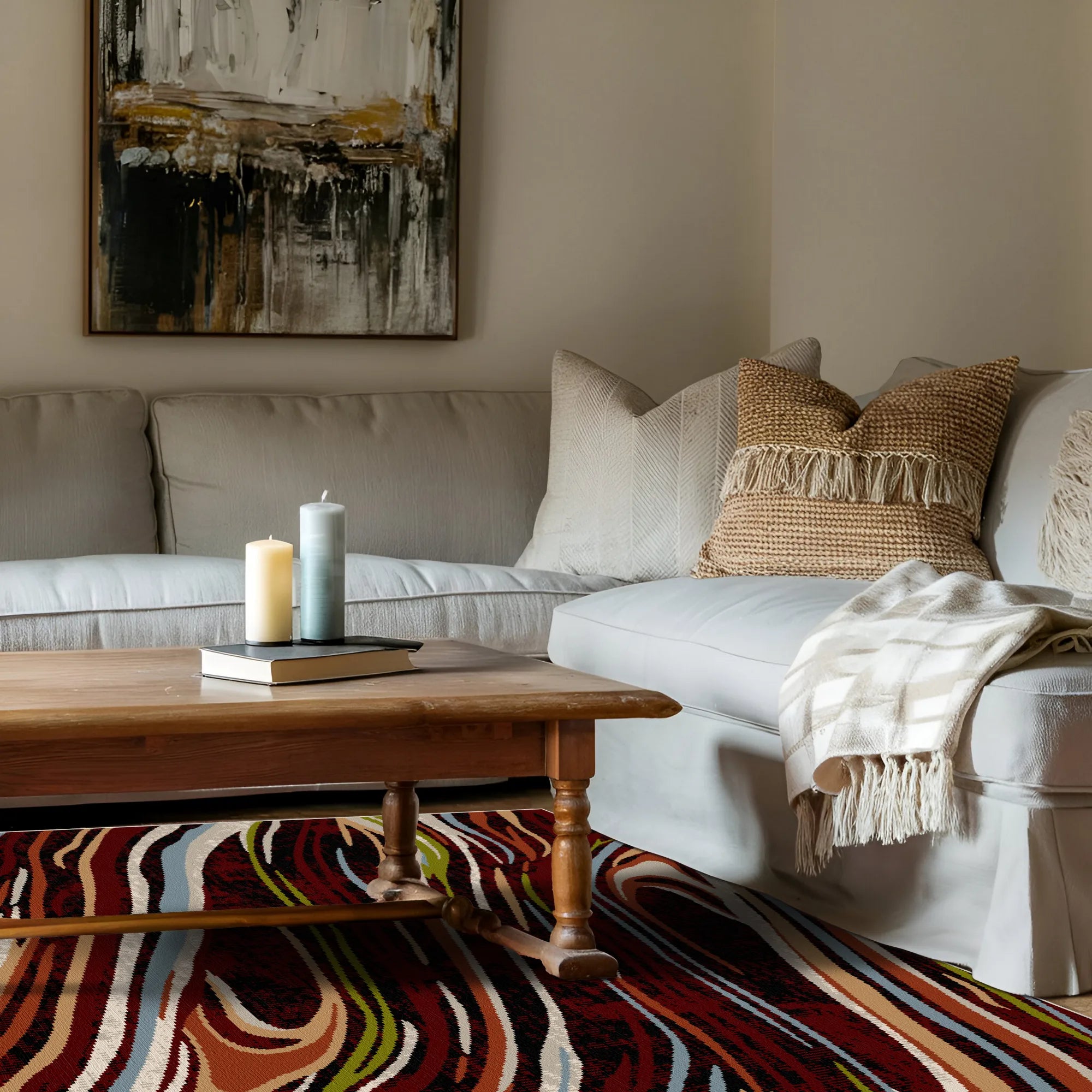 Verona Garnet Abstract Washable Rug