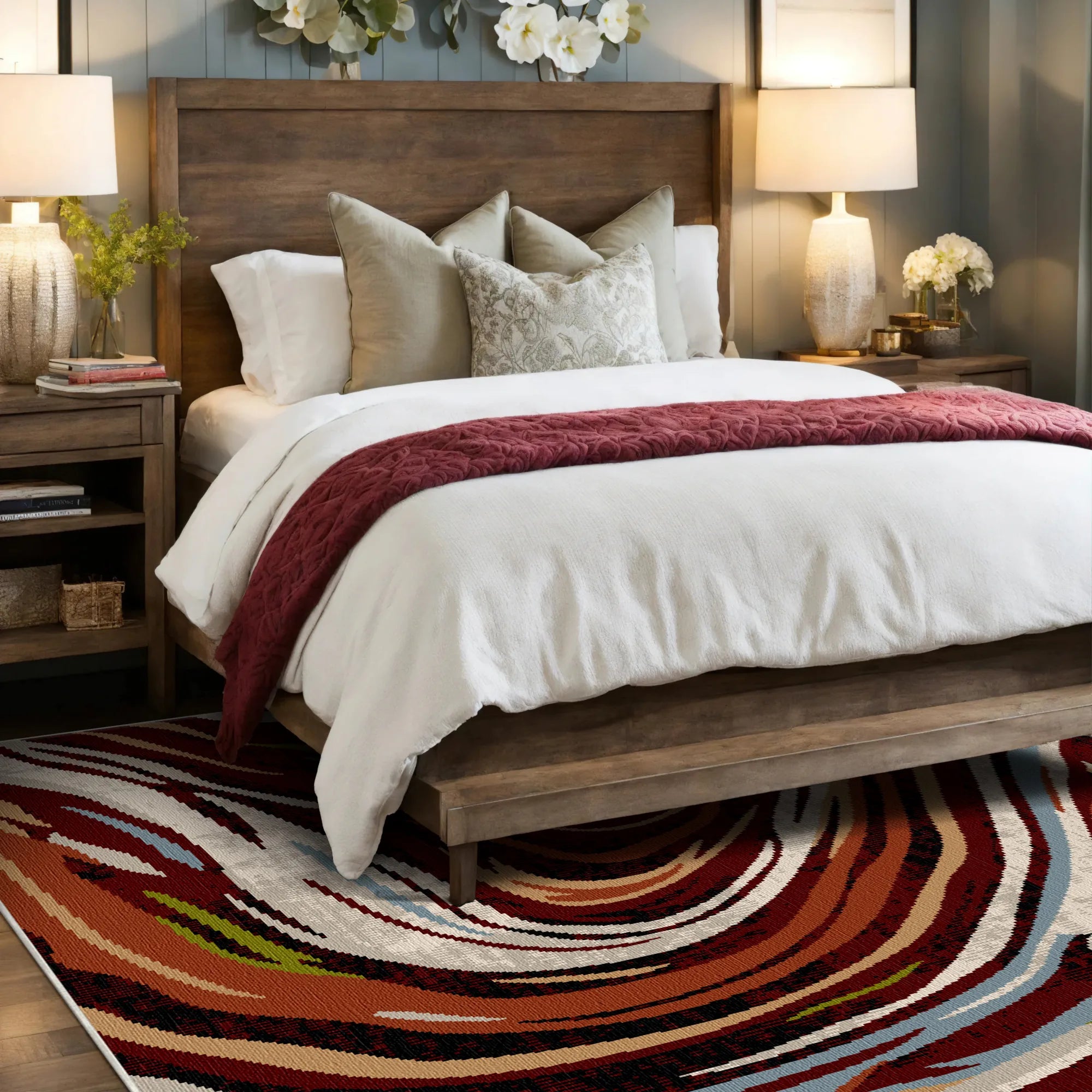 Verona Garnet Abstract Washable Rug