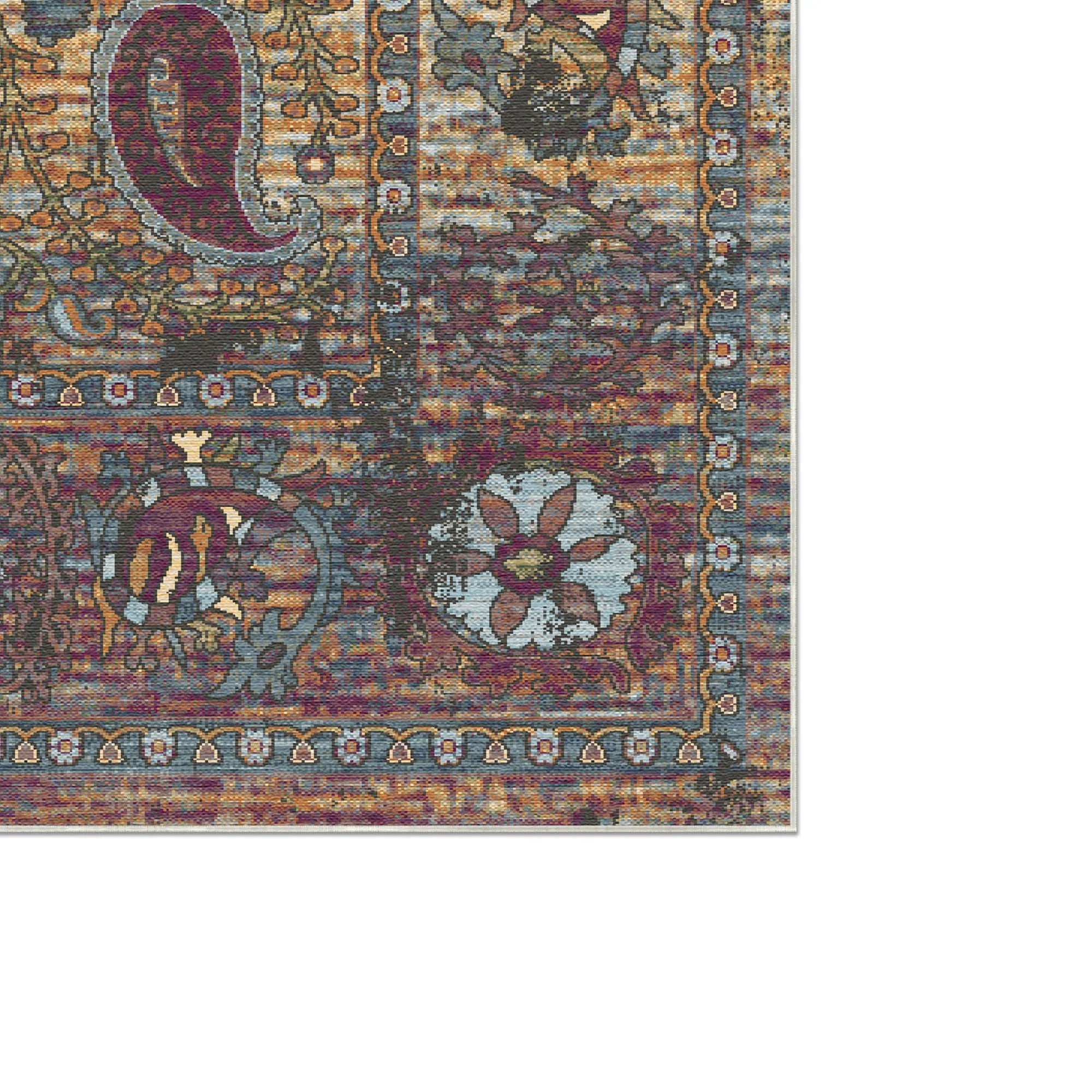 Amber Paisley Erased Botanical Rug