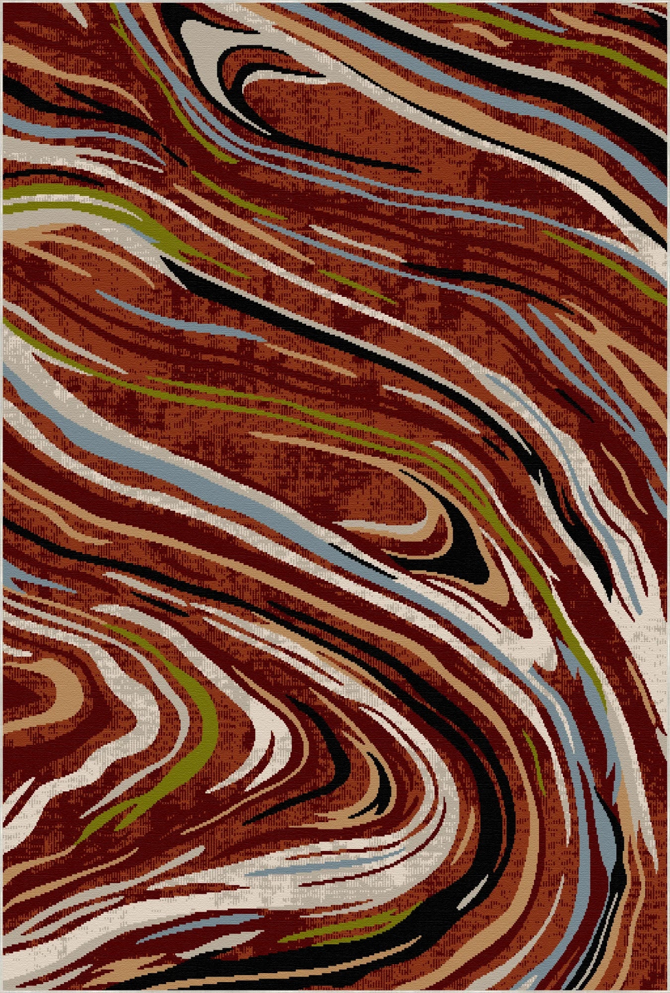 Siena Terracotta Abstract Washable Rug