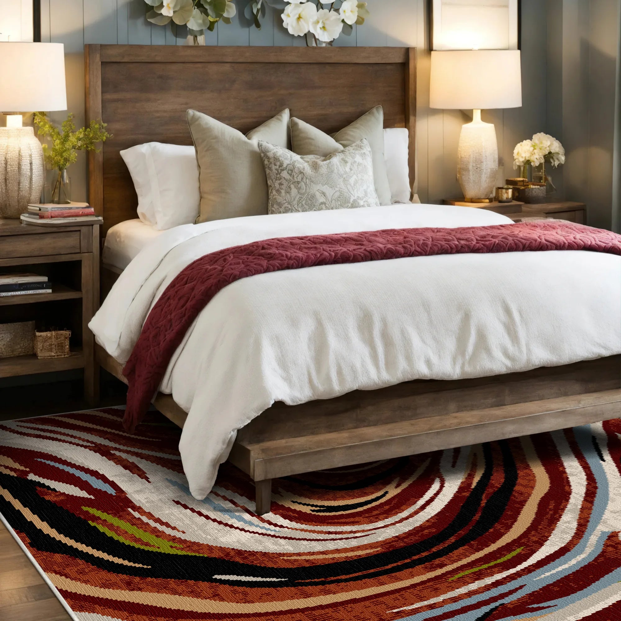 Siena Terracotta Abstract Washable Rug