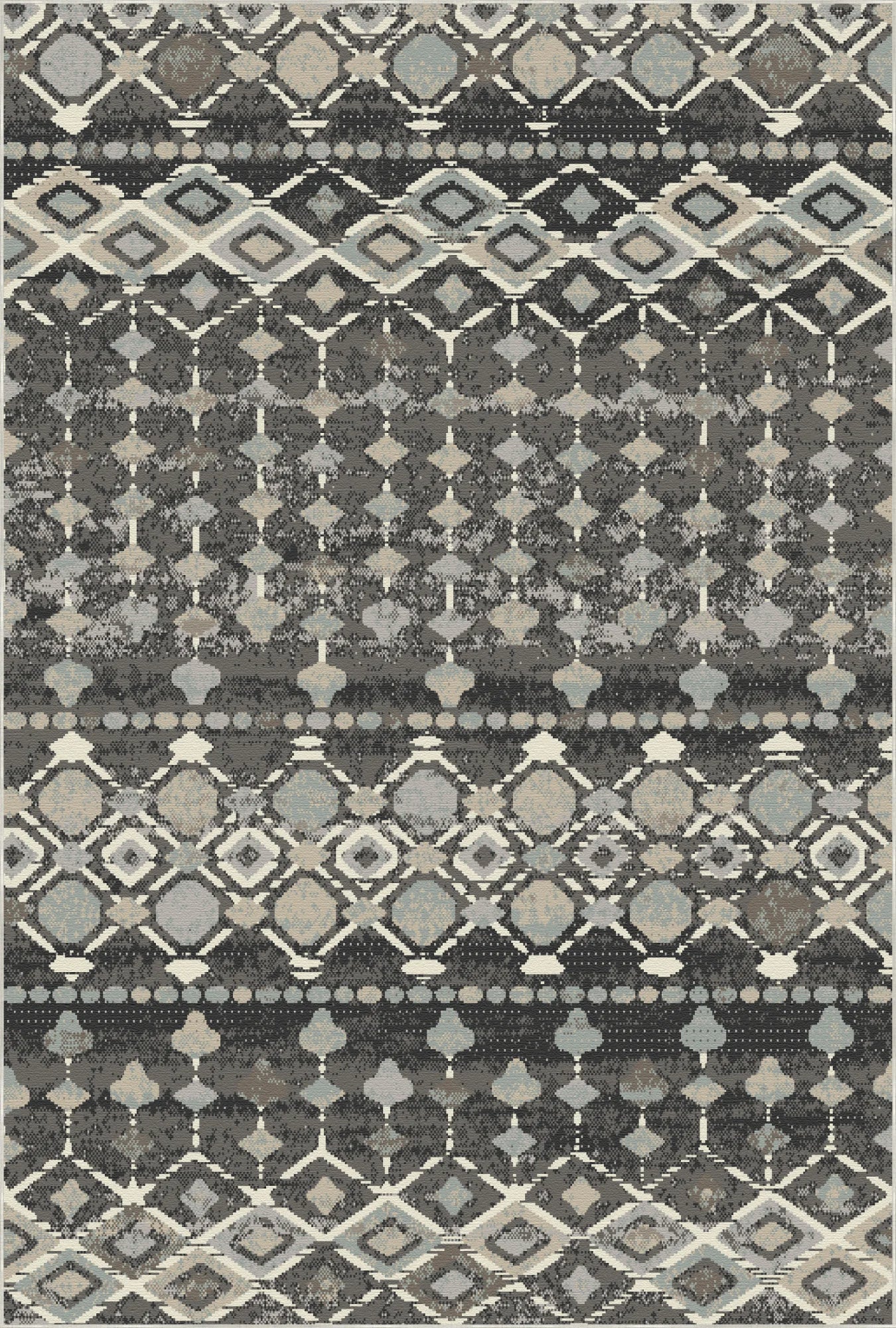 Sonora Charcoal Tribal Geometric Washable Rug