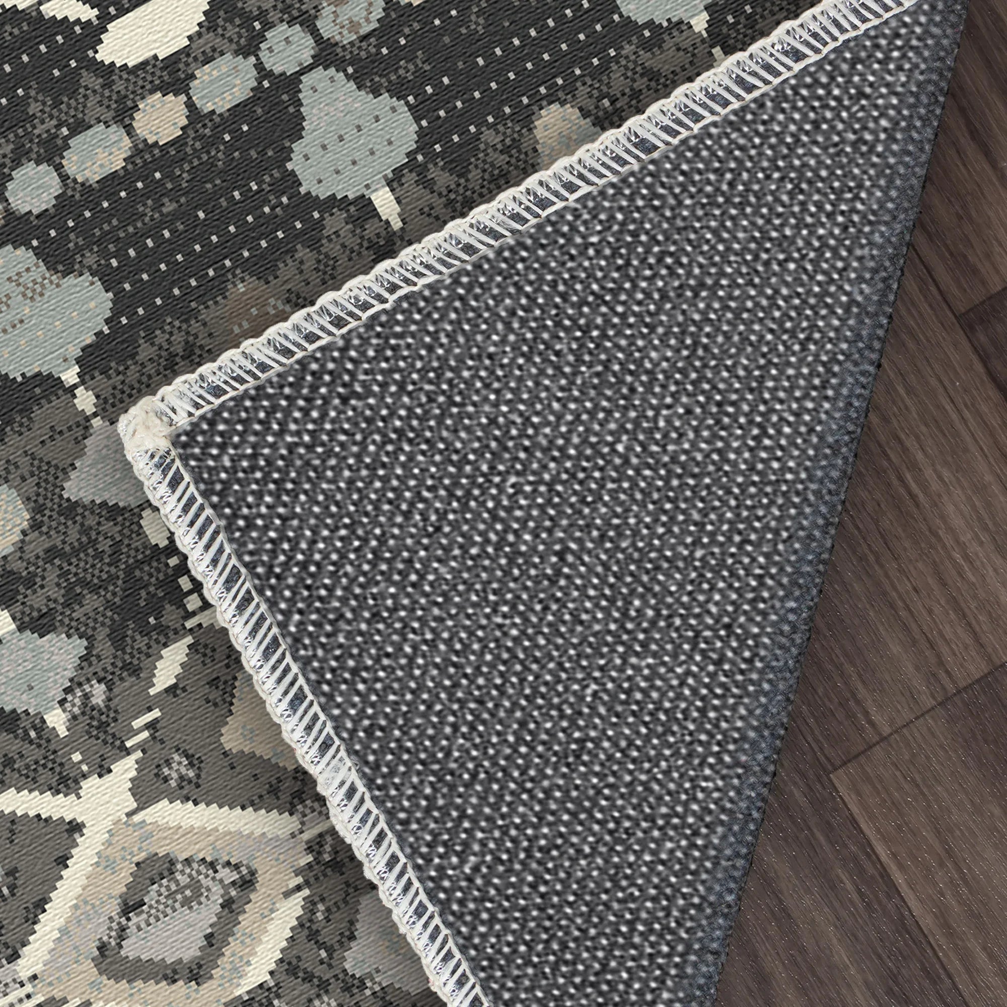 Sonora Charcoal Tribal Geometric Washable Rug
