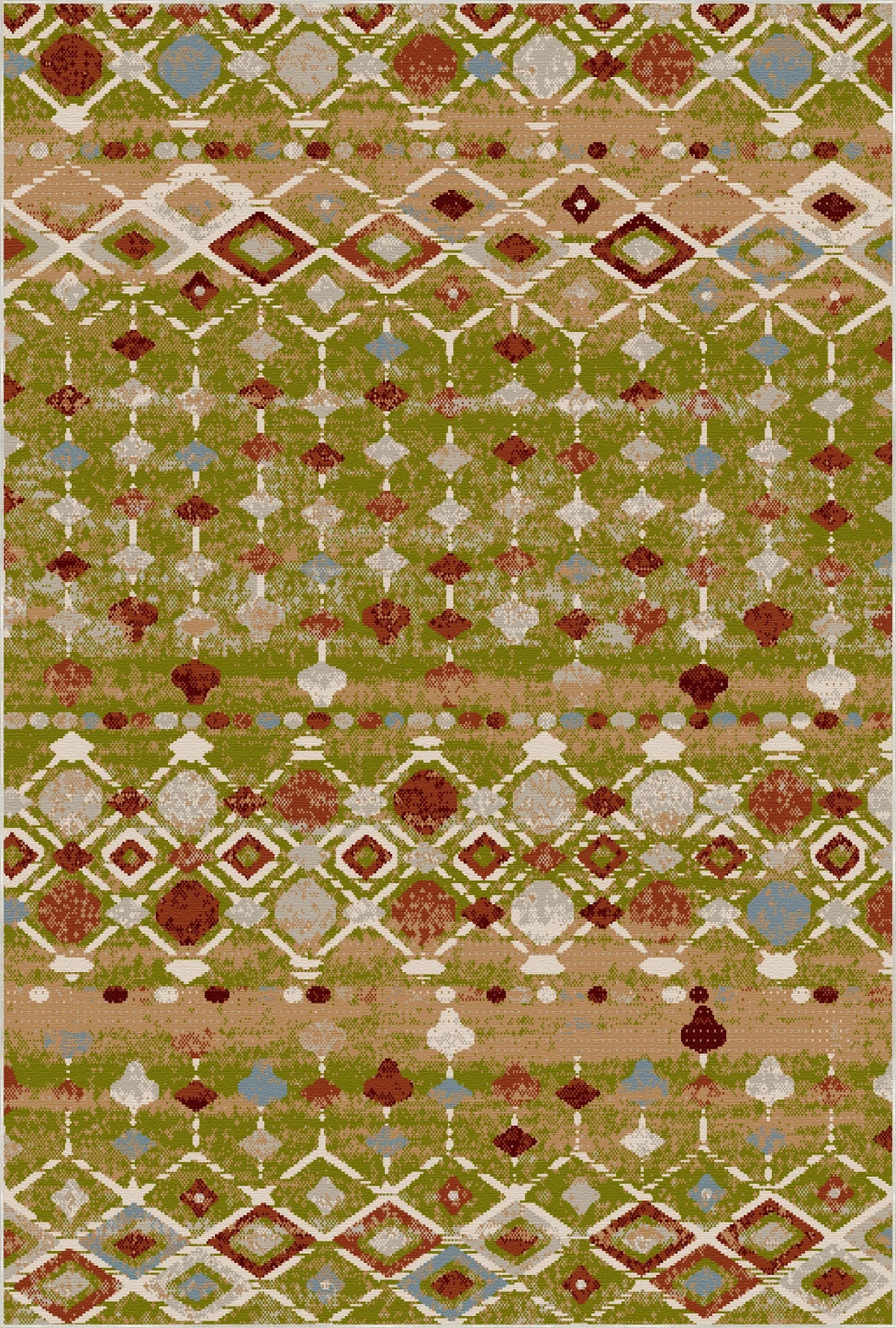 Tucson Olive Tribal Geometric Washable Rug