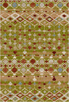 Tucson Olive Tribal Geometric Washable Rug Olive Green