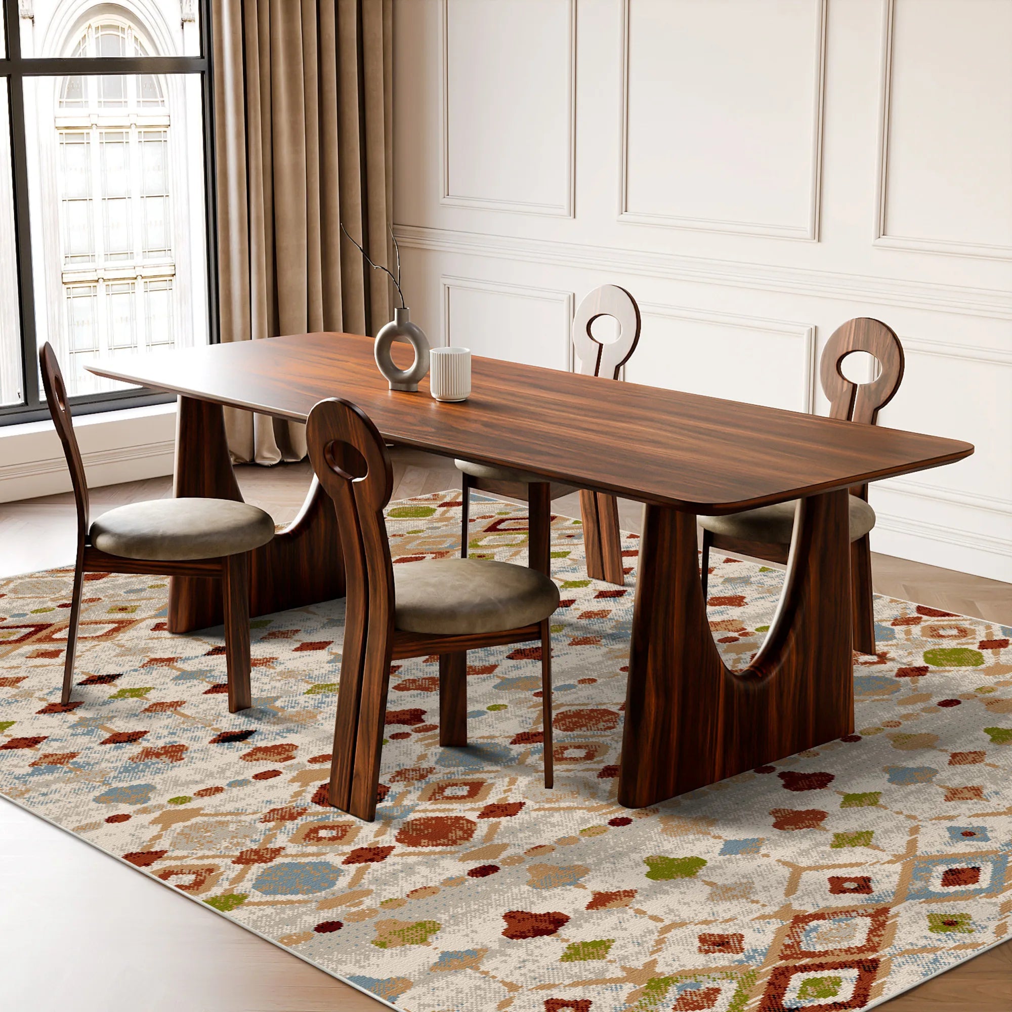 Sedona Multi Tribal Geometric Washable Rug