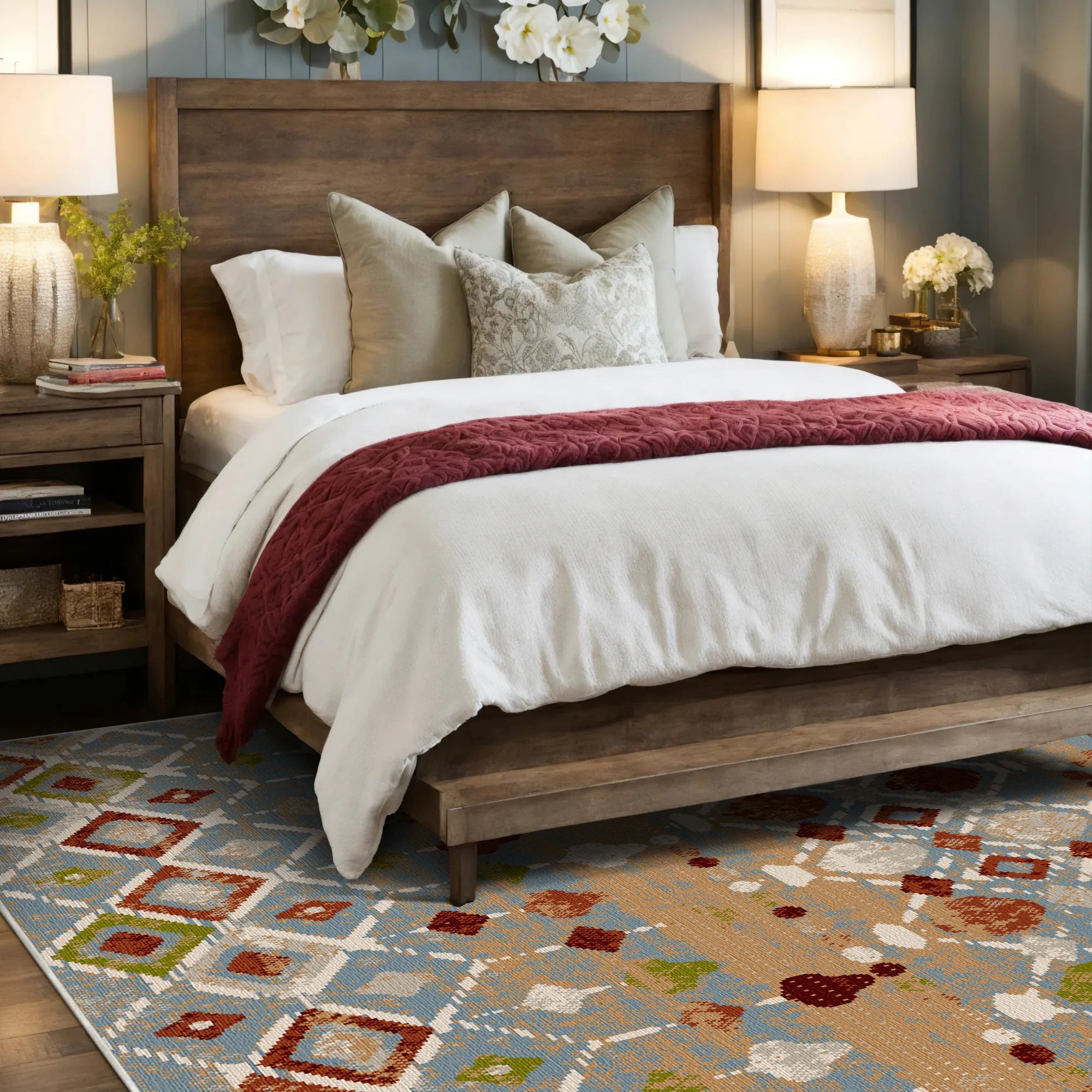 Santa Fe Sky Tribal Geometric Washable Rug