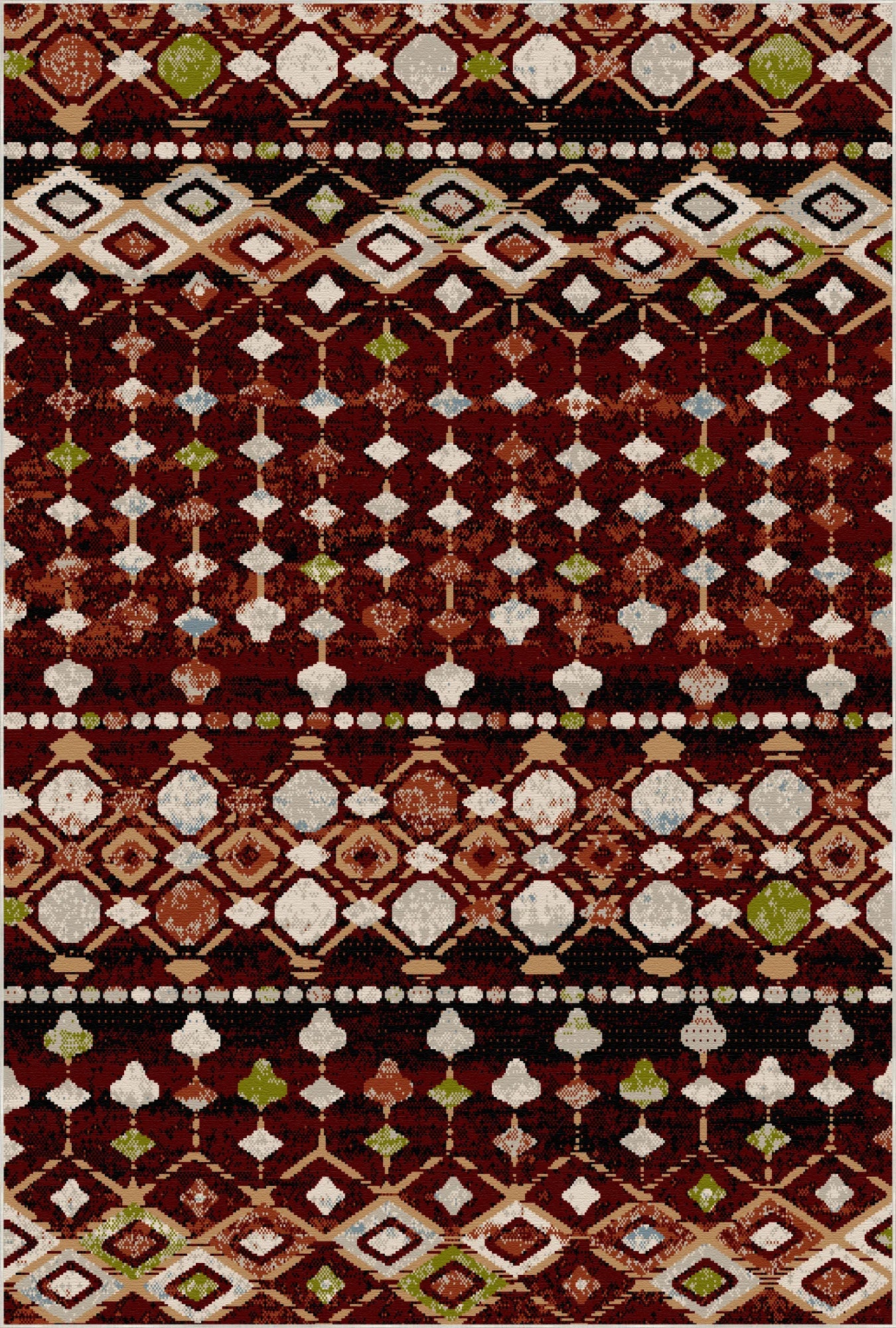 Taos Garnet Tribal Geometric Washable Rug