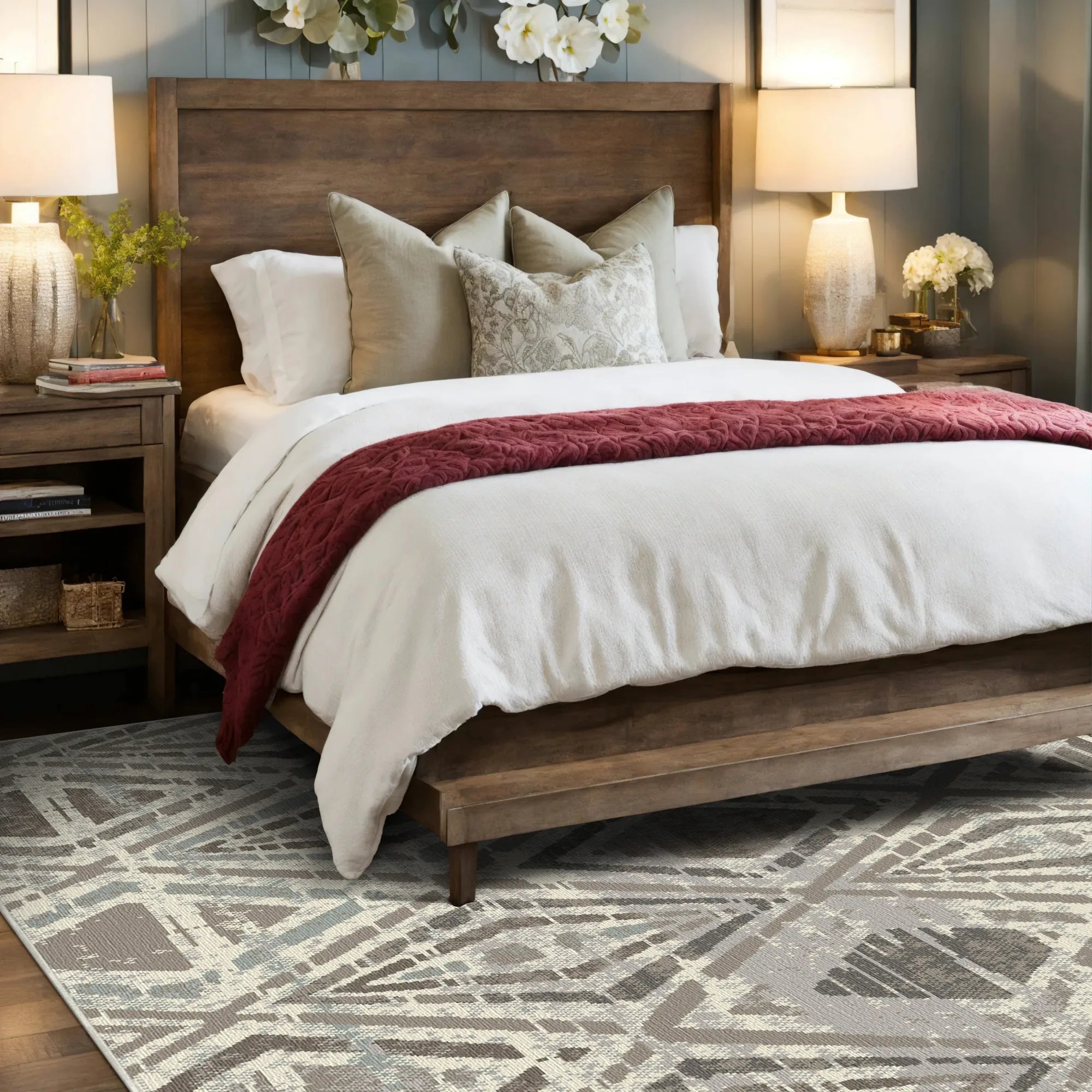 Dakota Stone Geometric Washable Rug