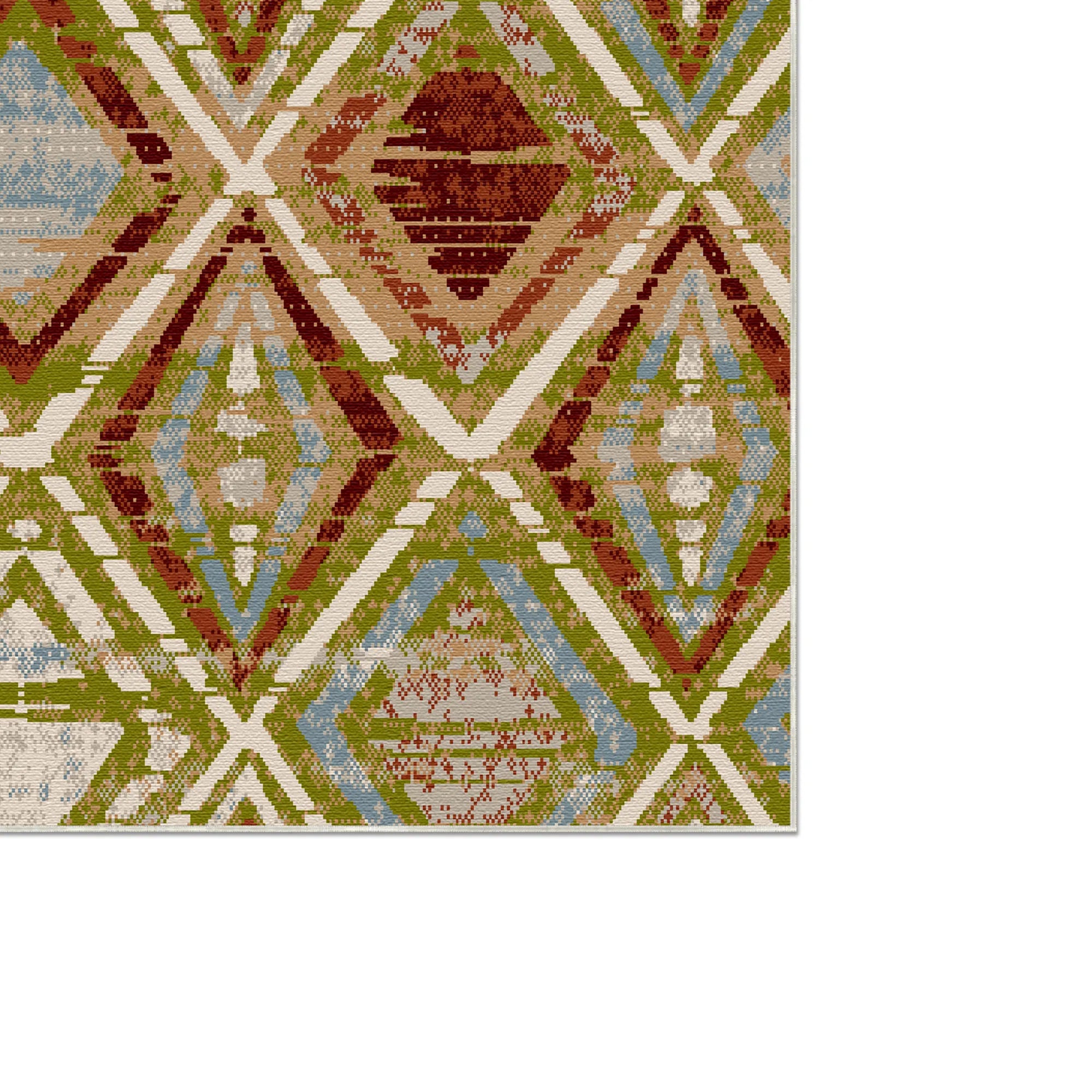 Jasper Olive Geometric Washable Rug