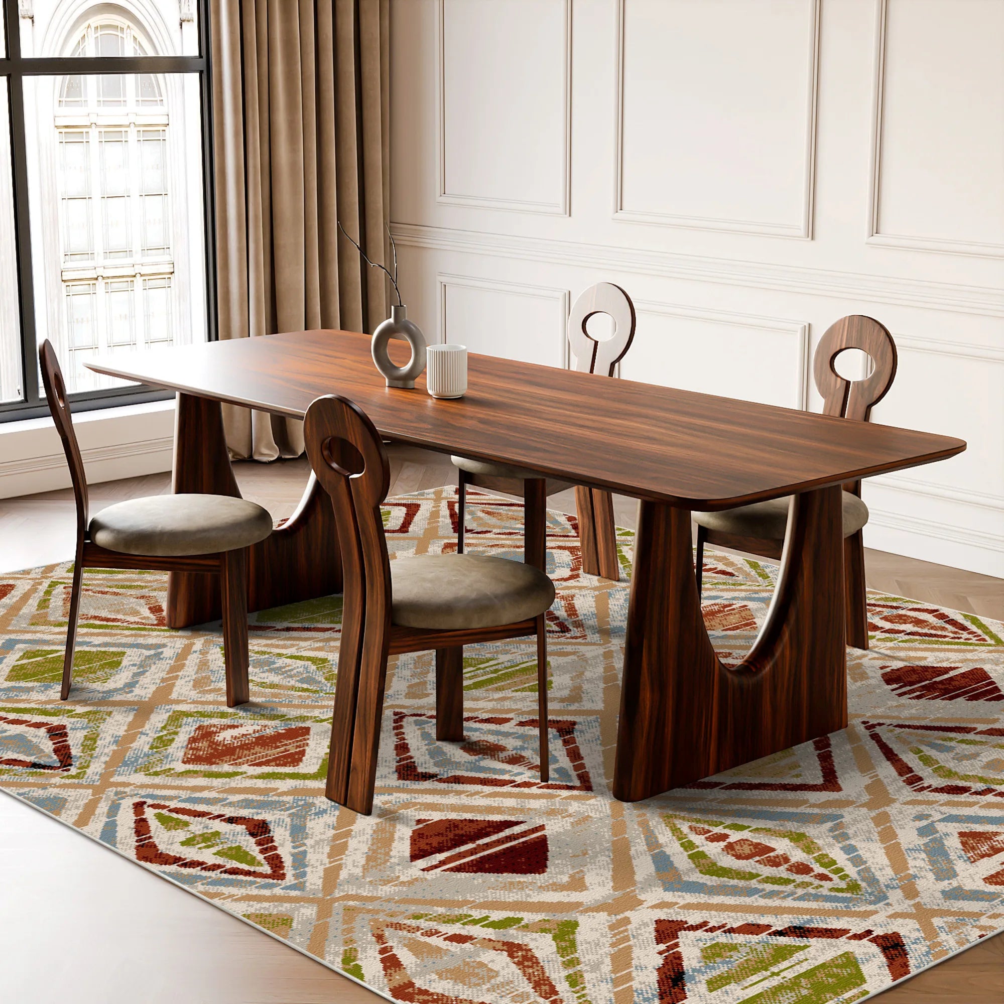 Mojave Sand Geometric Washable Rug