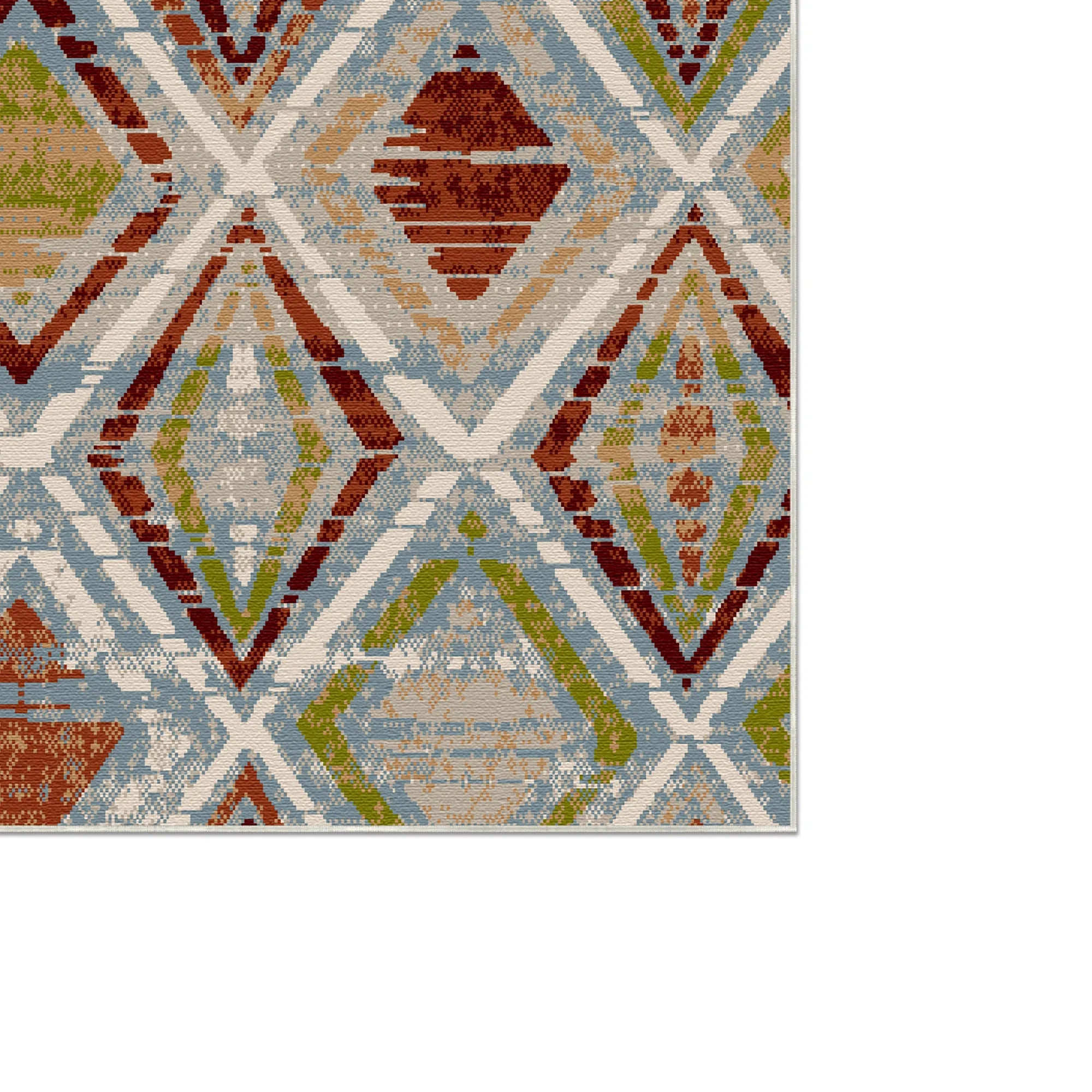 Tahoe Blue Geometric Washable Rug