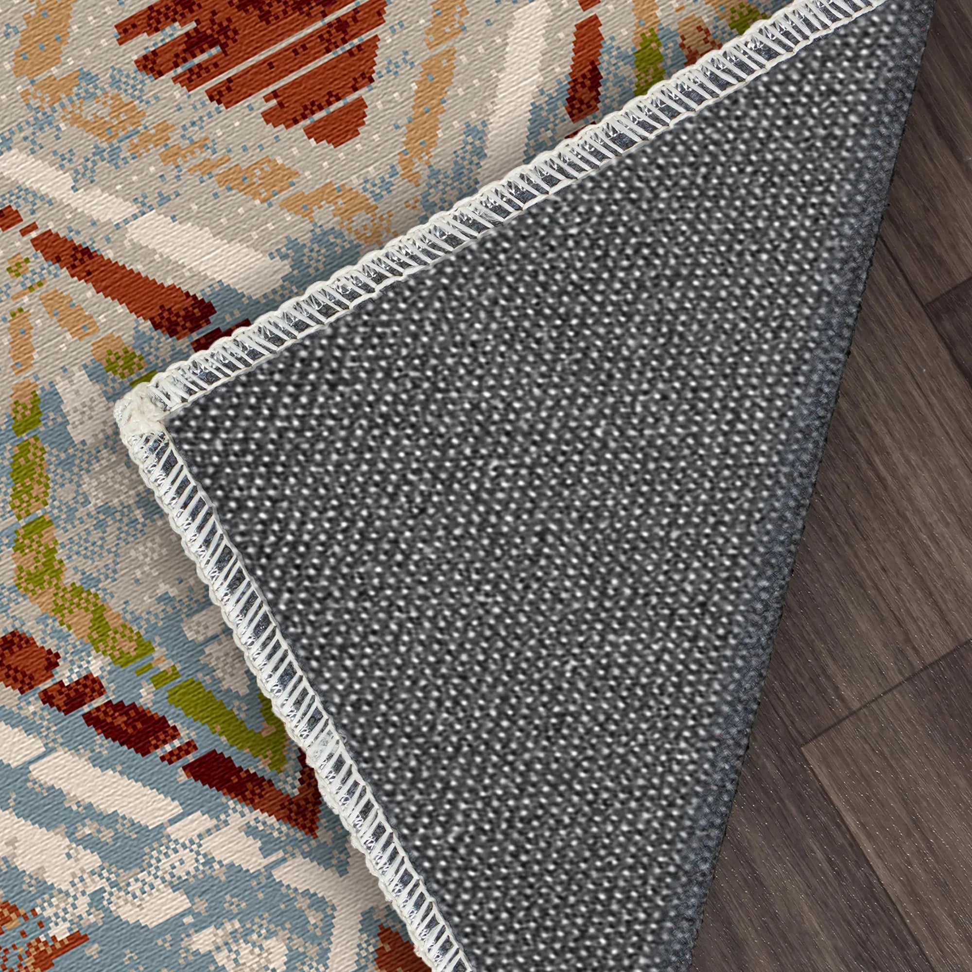 Tahoe Blue Geometric Washable Rug