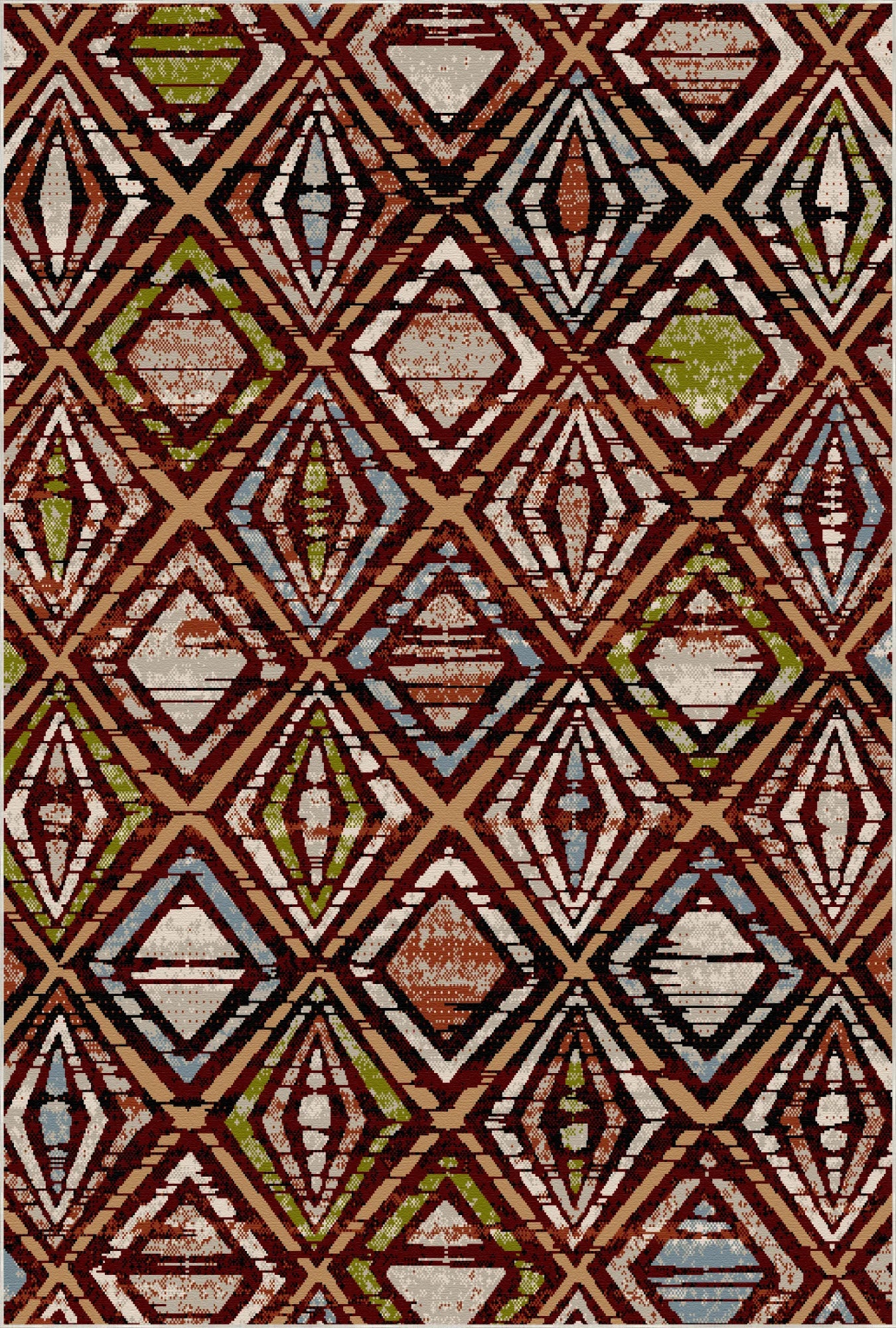 Zion Mahogany Geometric Washable Rug