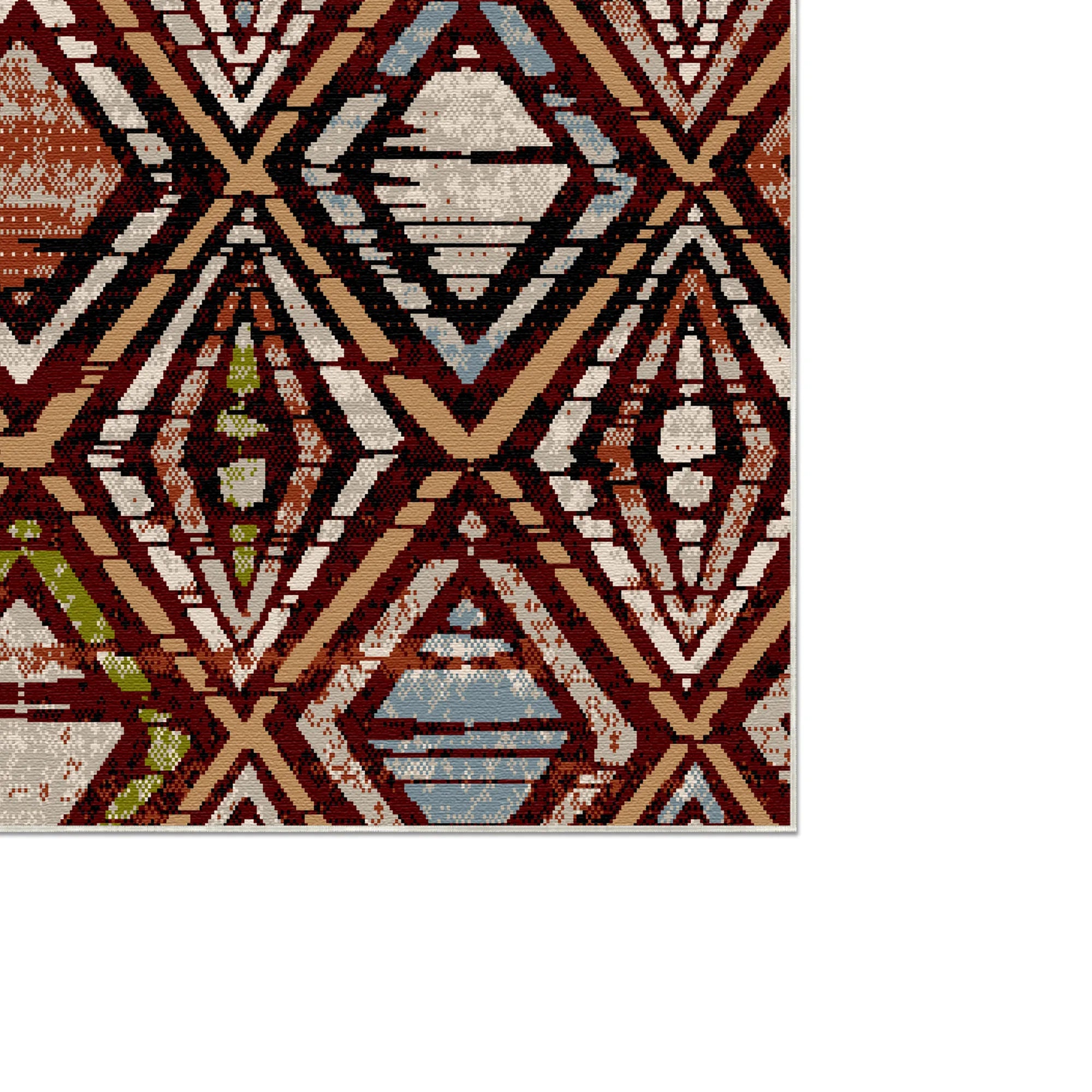 Zion Mahogany Geometric Washable Rug