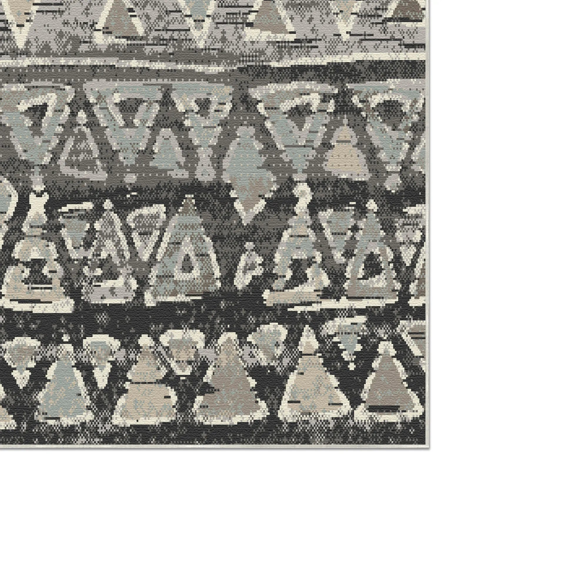 Yukon Charcoal Tribal Washable Rug