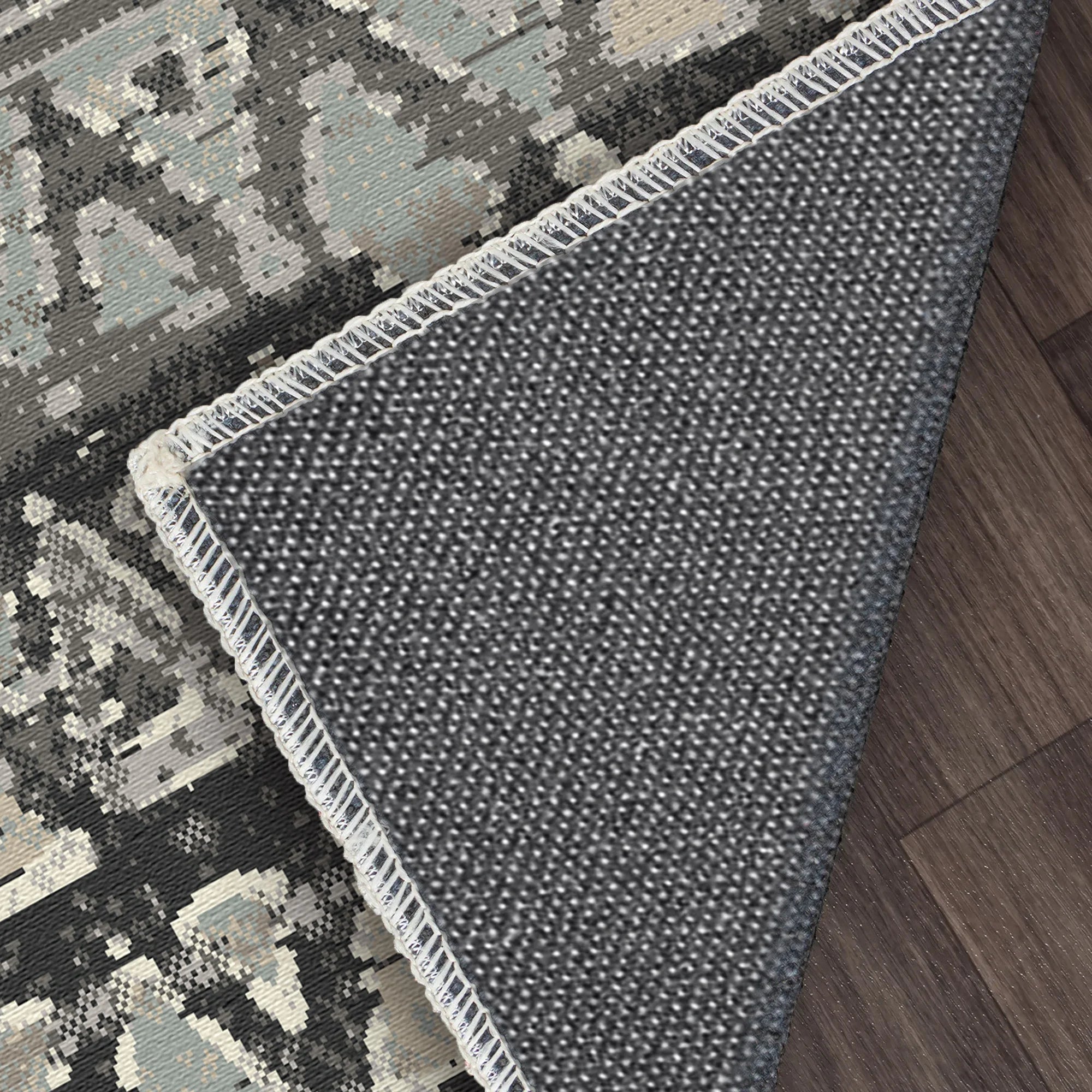 Yukon Charcoal Tribal Washable Rug