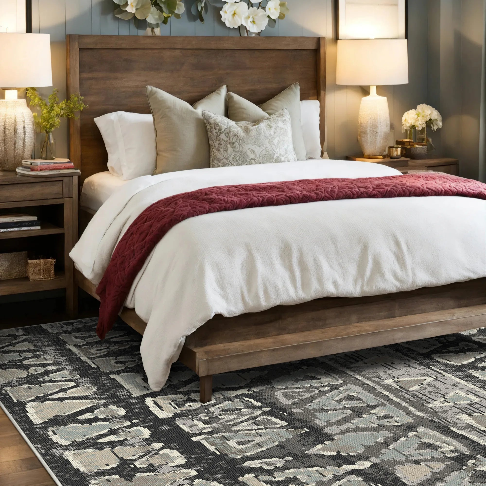 Yukon Charcoal Tribal Washable Rug