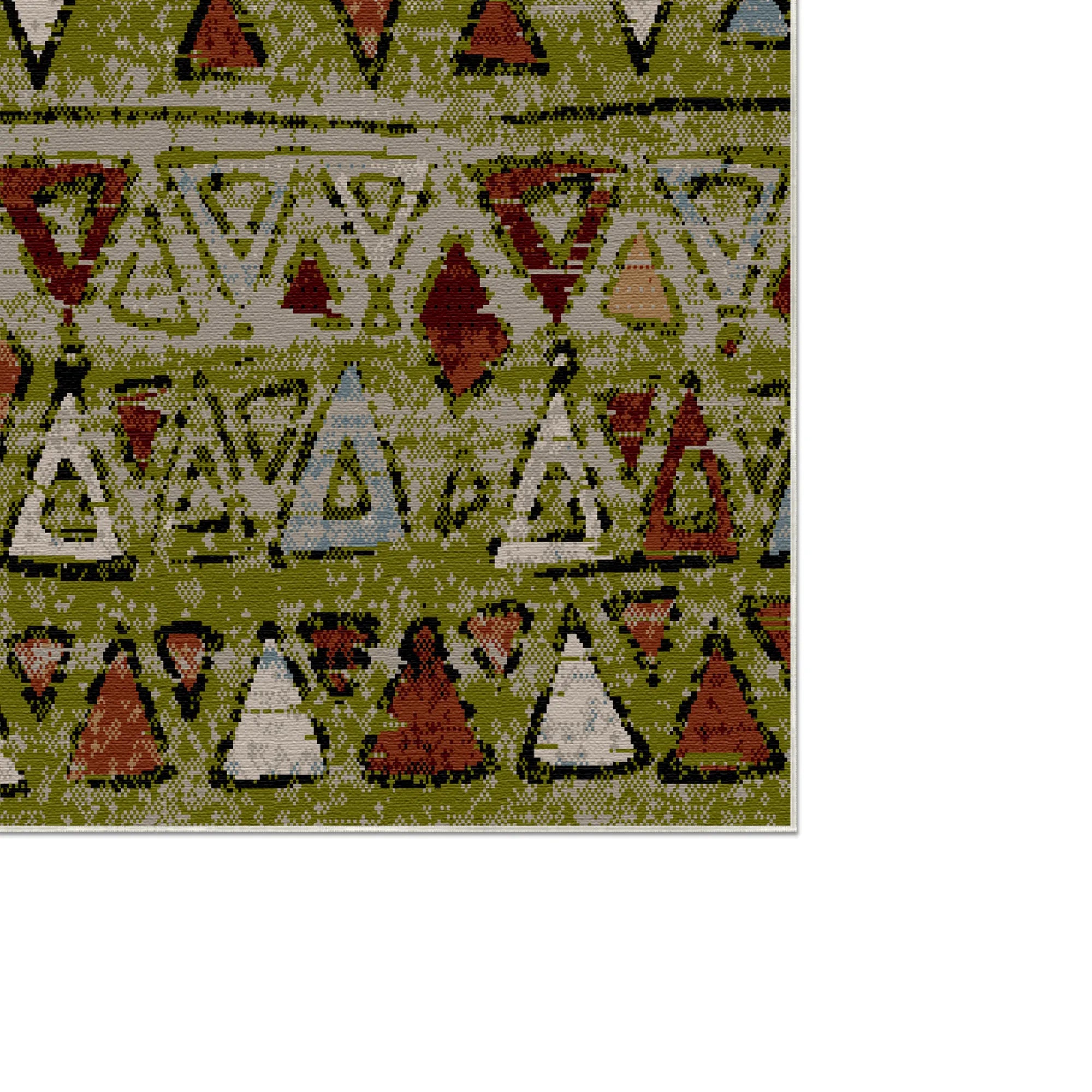 Denali Olive Tribal Washable Rug