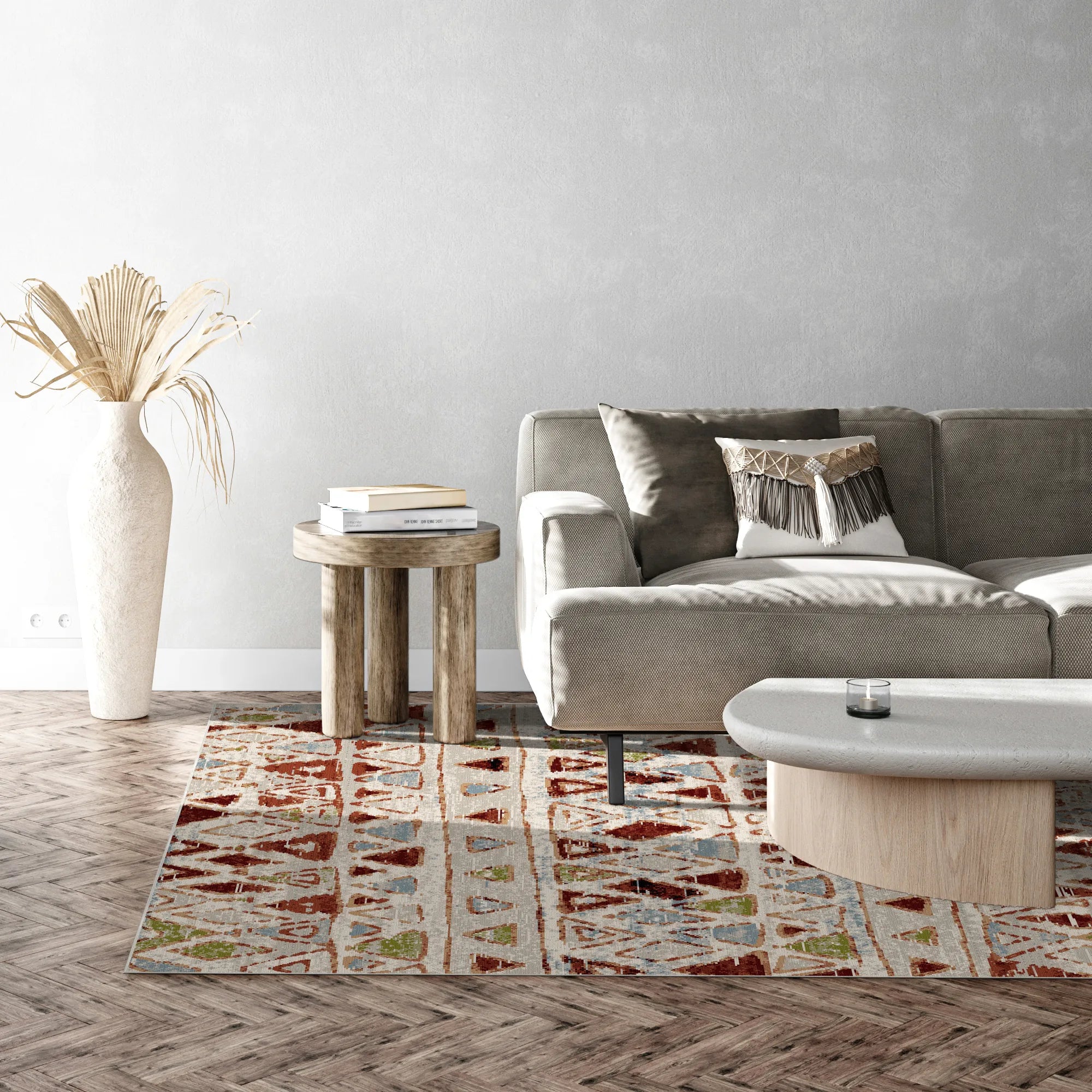 Kenai Cream Tribal Washable Rug