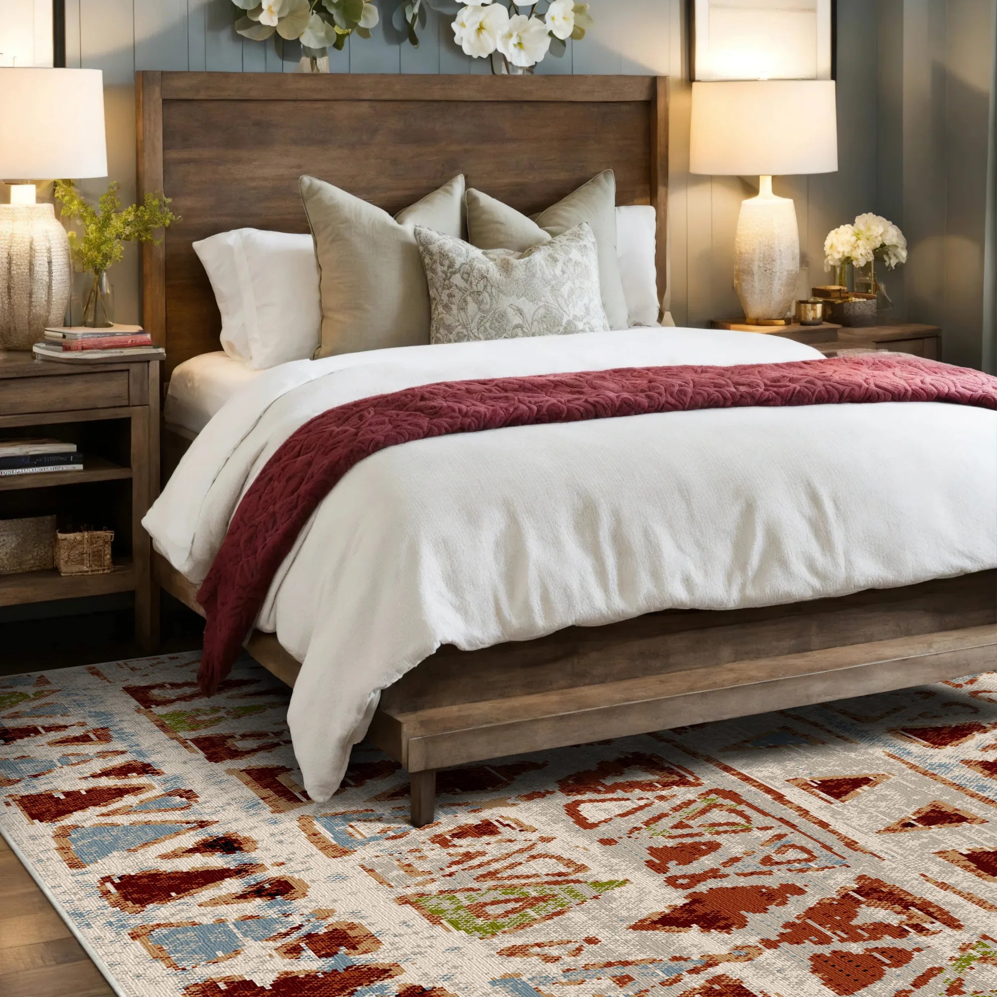 Kenai Cream Tribal Washable Rug