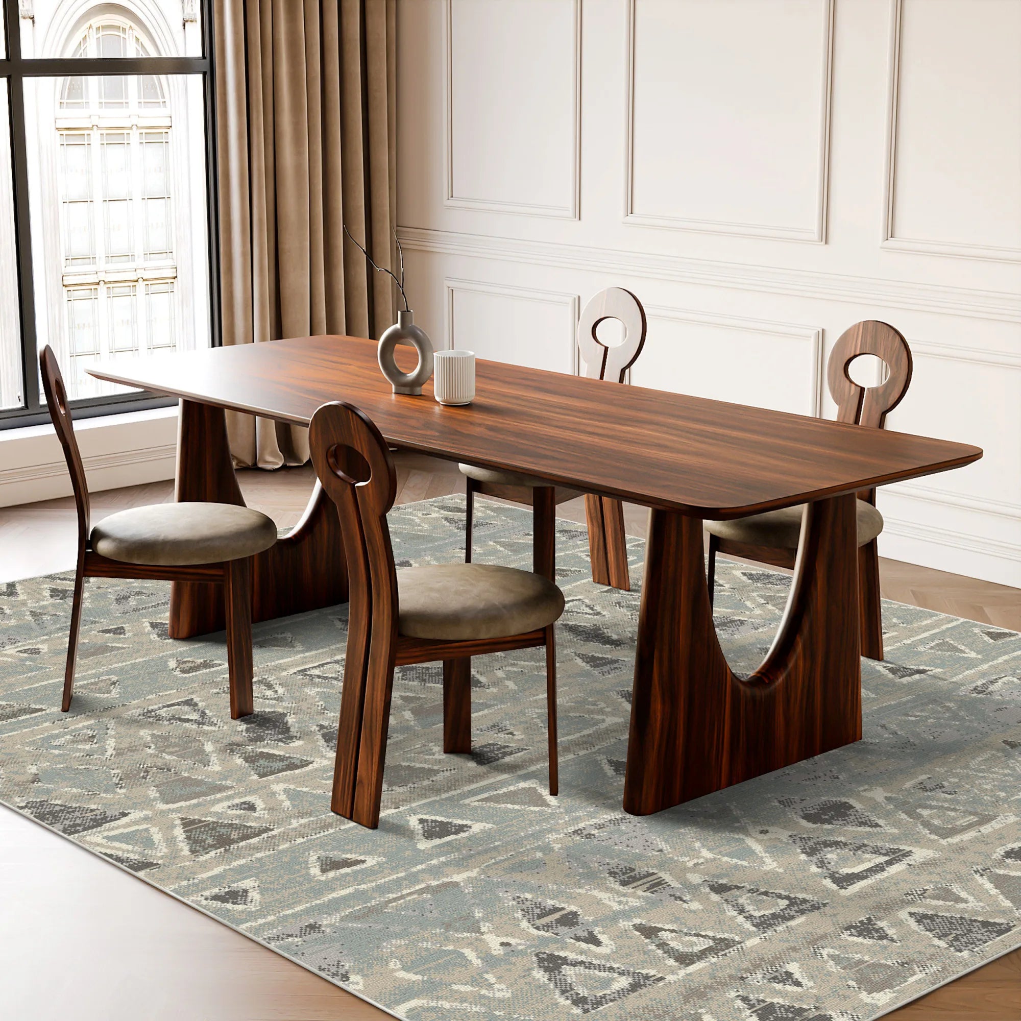 Sitka Slate Tribal Washable Rug