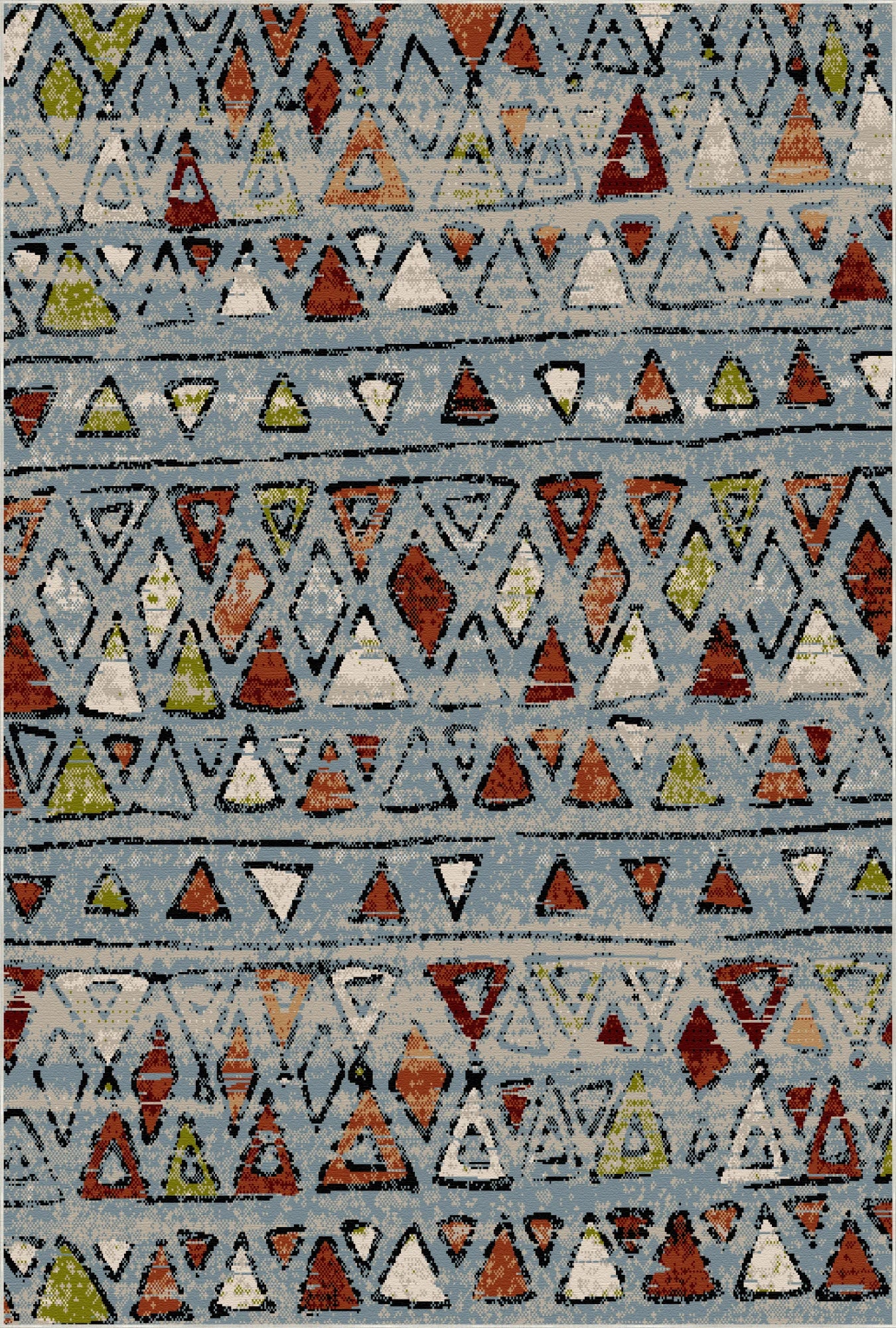 Kodiak Blue Tribal Washable Rug