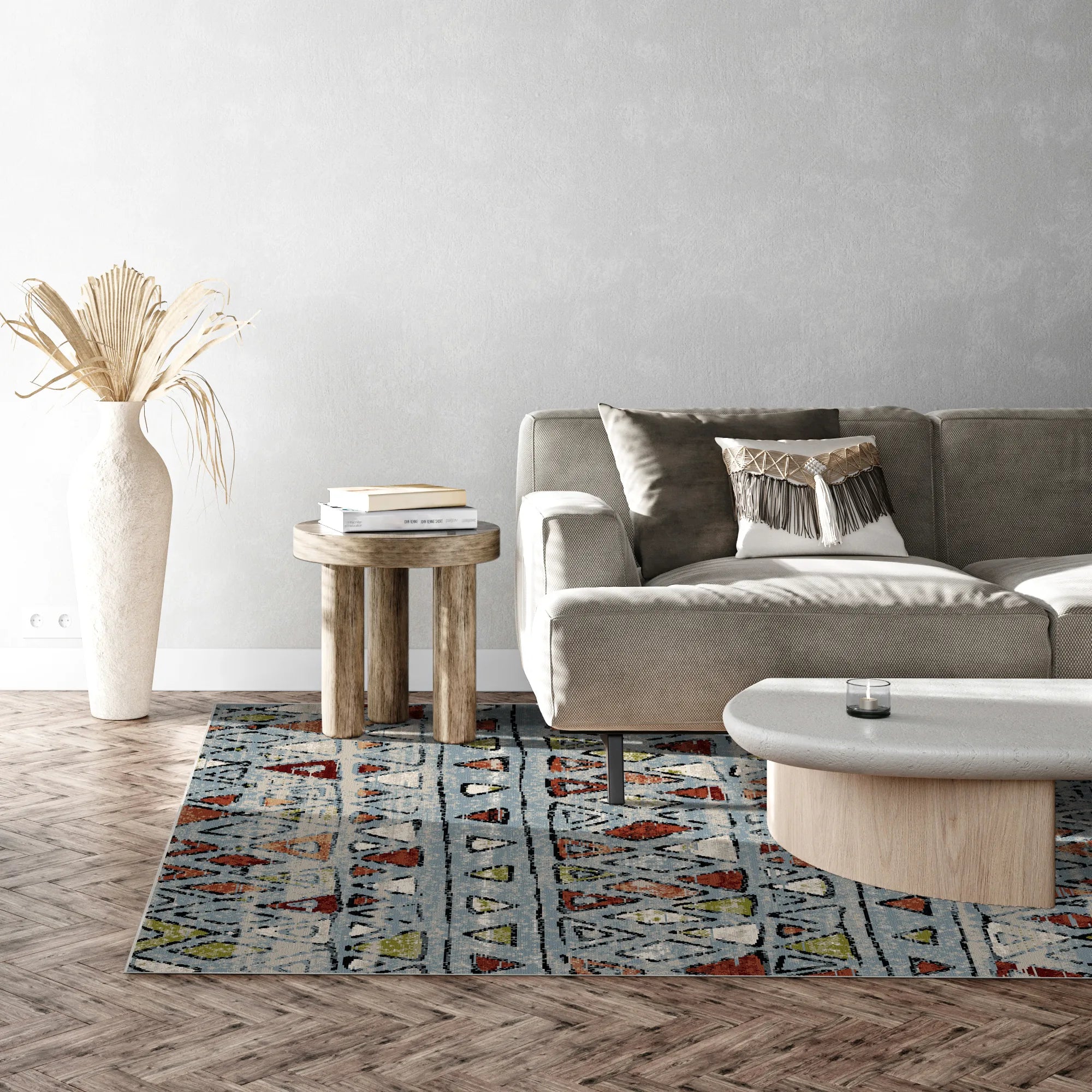 Kodiak Blue Tribal Washable Rug