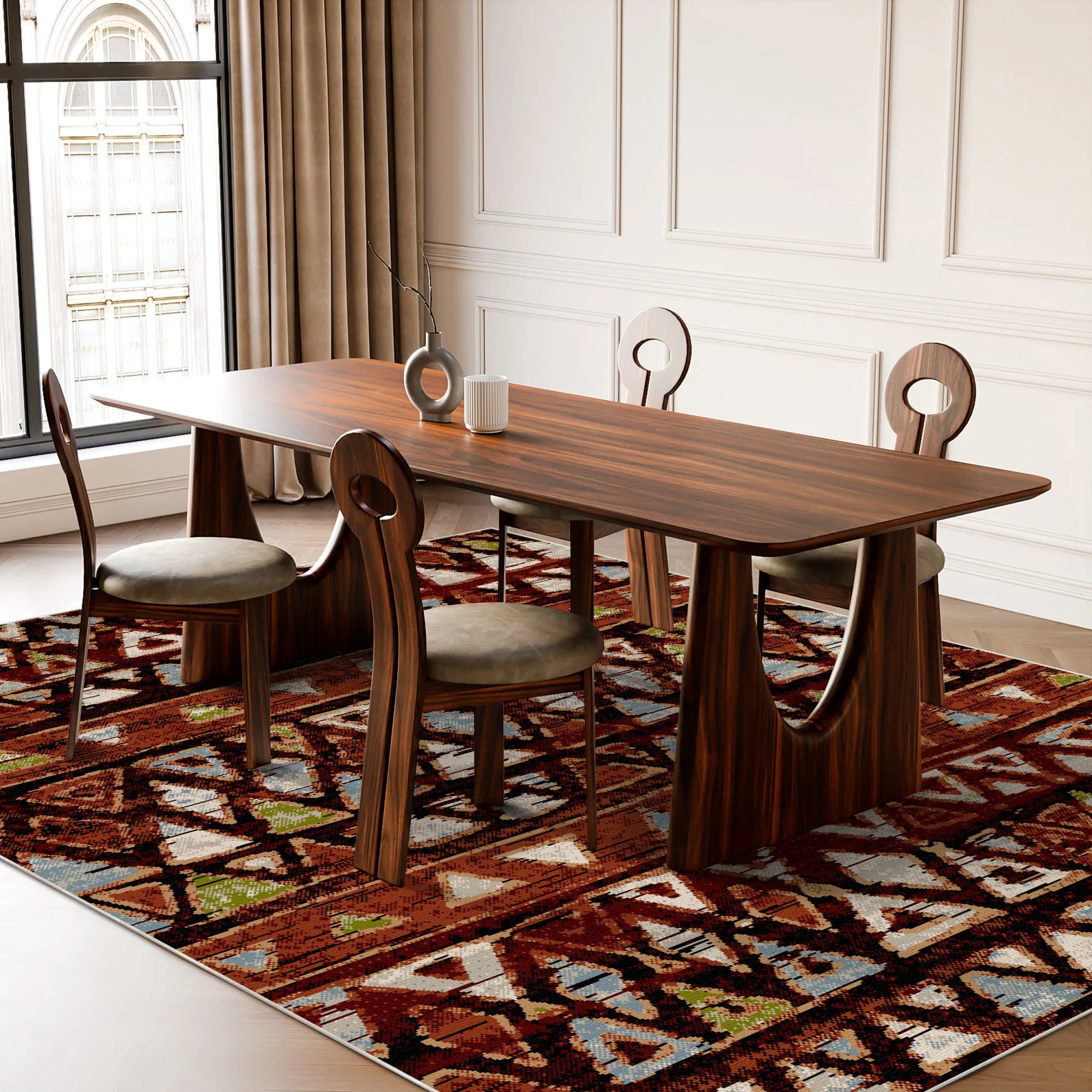 Tappeto Tribal Lavabile Klondike Rust