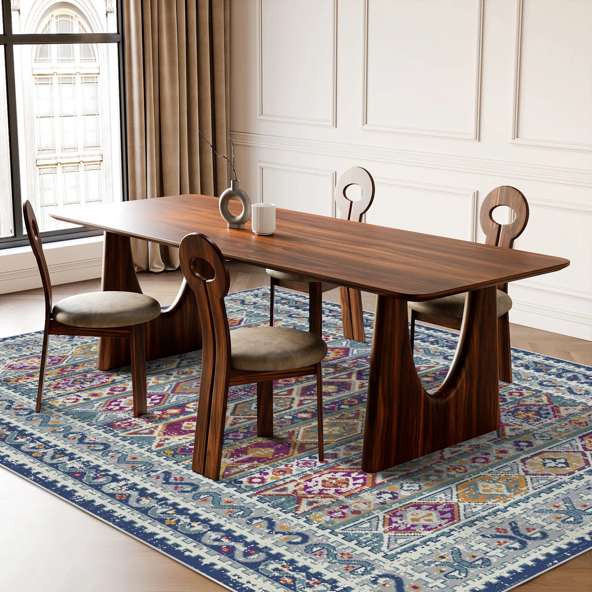 Caspian Folklore Medallion Washable Rug