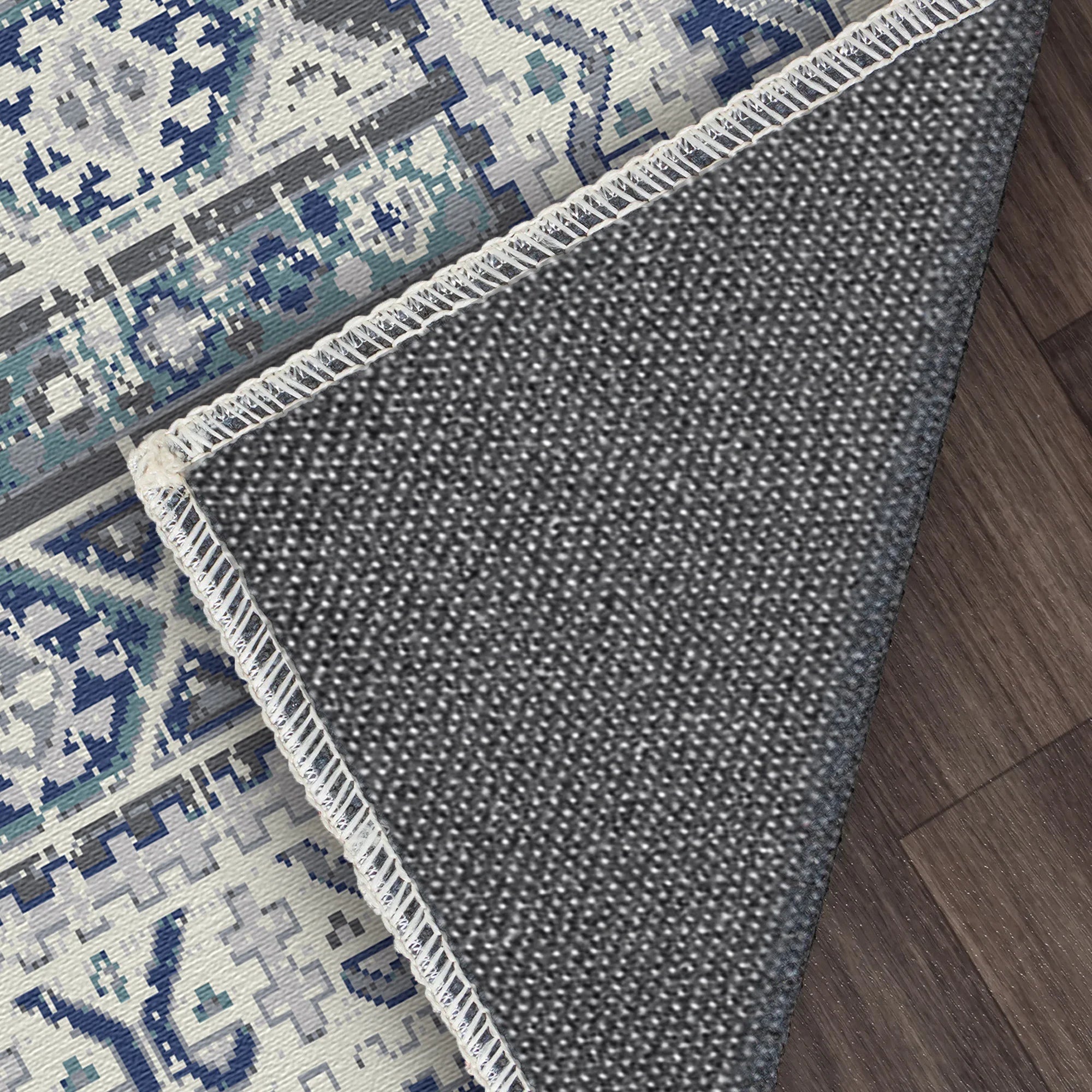 Baltic Blue Folklore Medallion Washable Rug