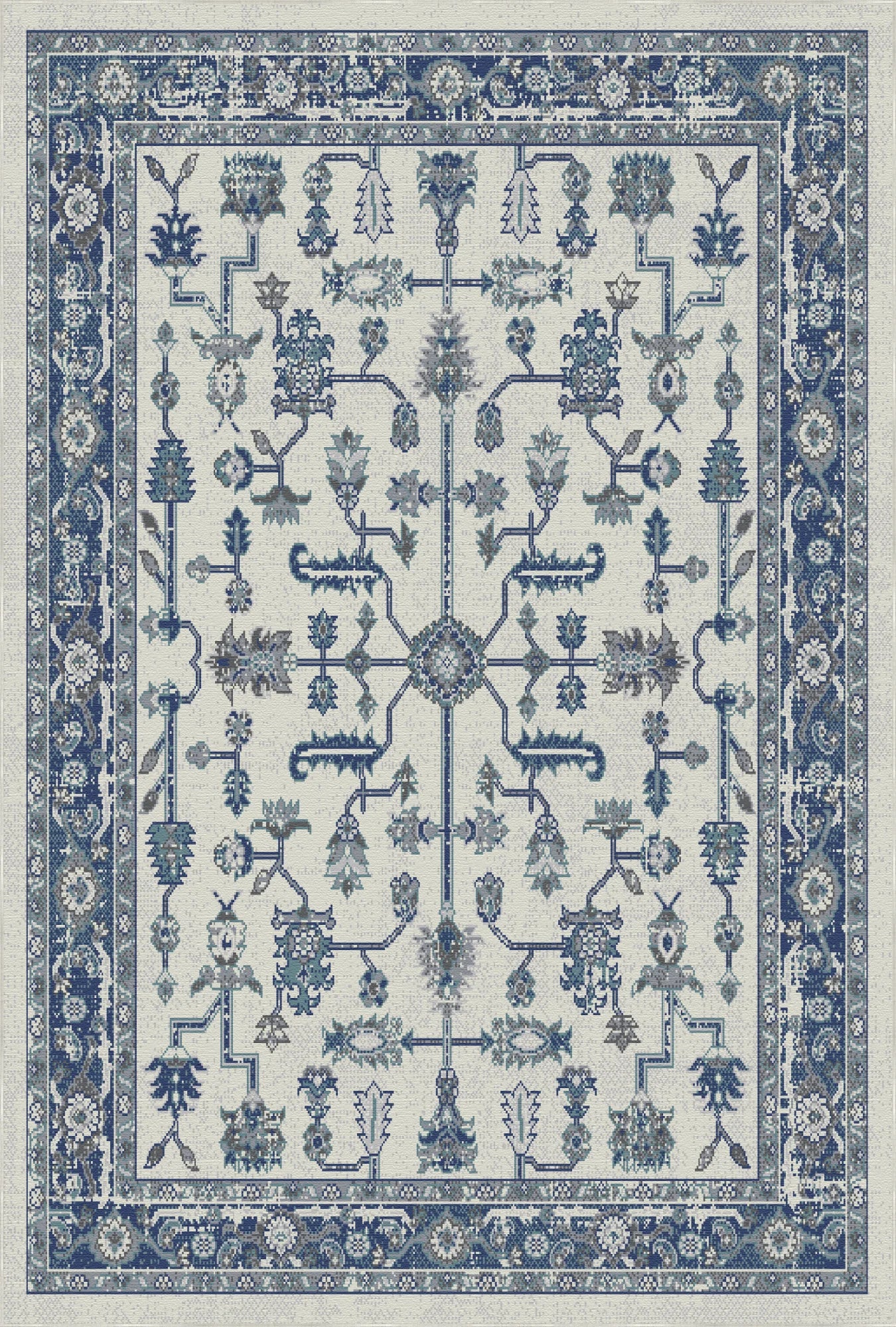 Lisbon Garden Traditional Washable Rug