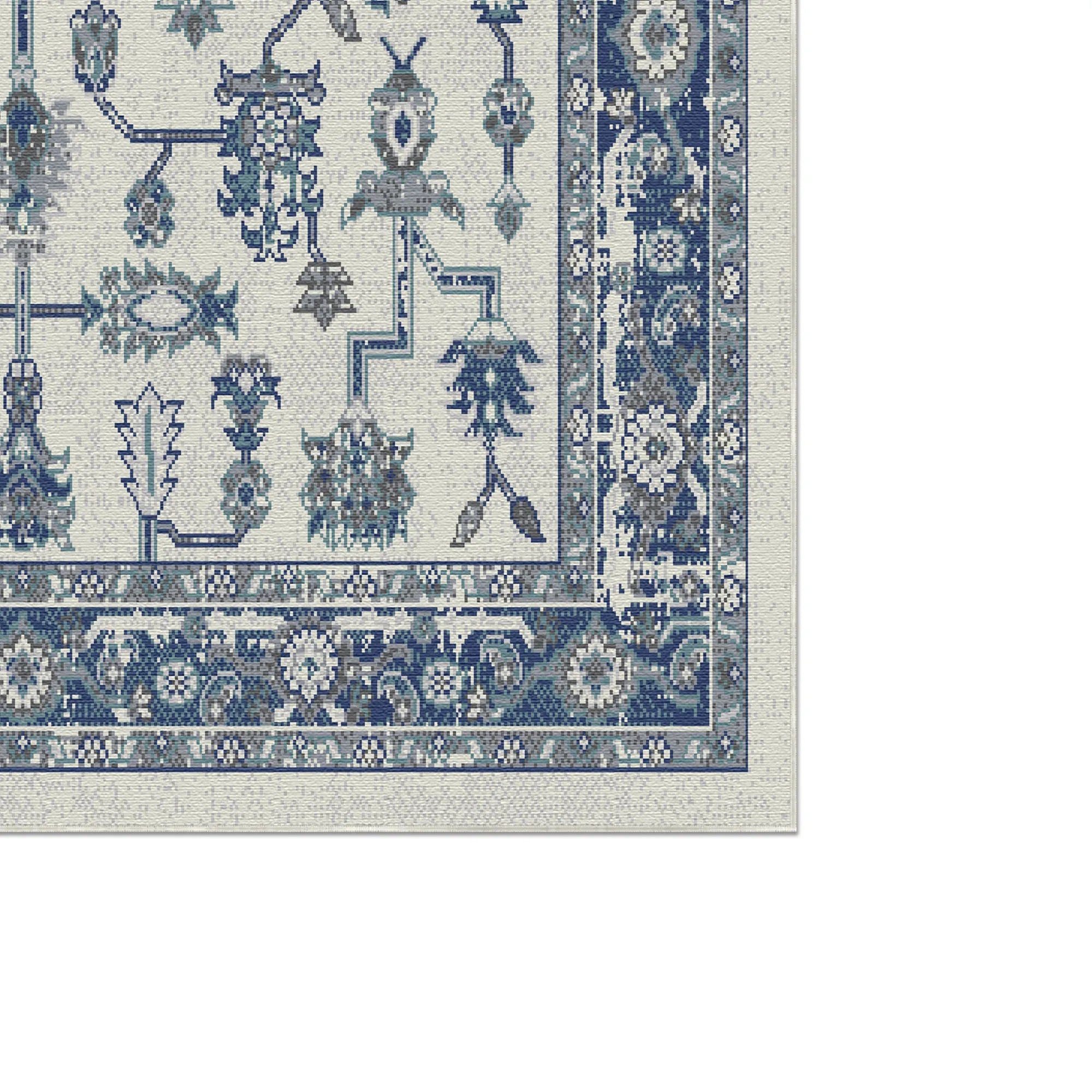 Lisbon Garden Traditional Washable Rug